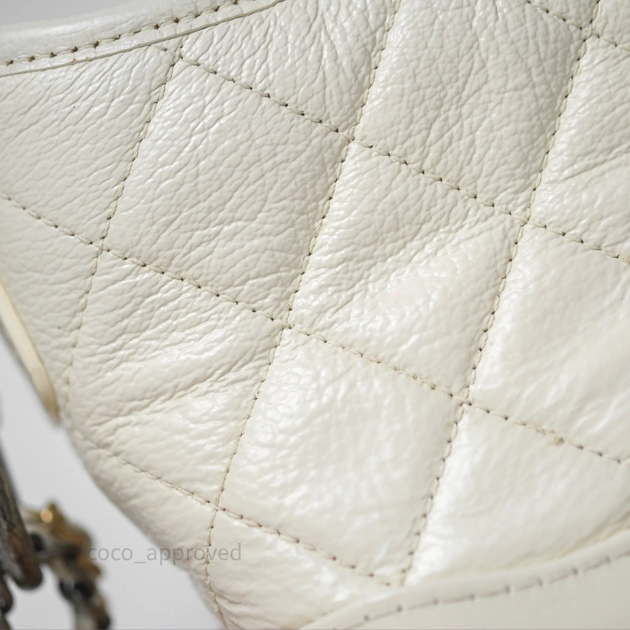 Chanel Small Gabrielle Hobo White Patent Goatskin Mixed Hardware