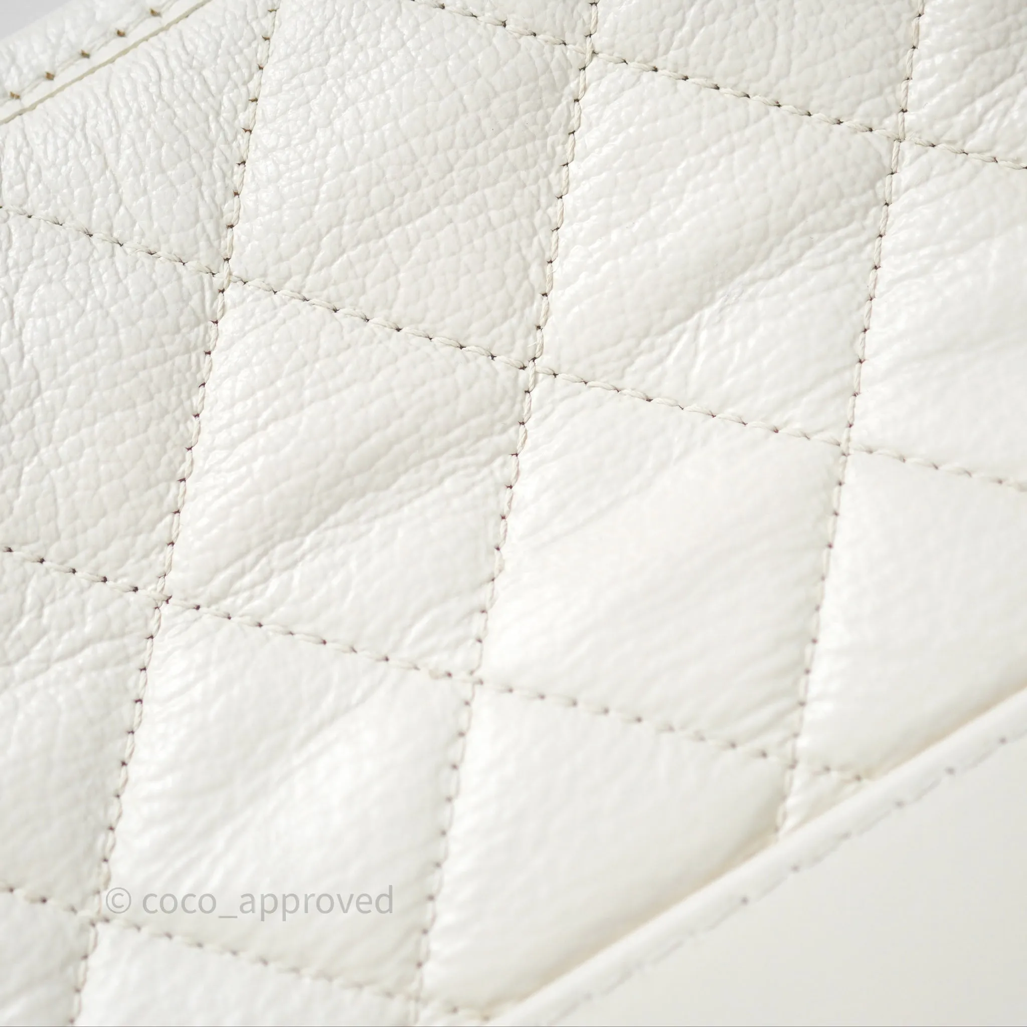 Chanel Small Gabrielle Hobo White Patent Goatskin Mixed Hardware