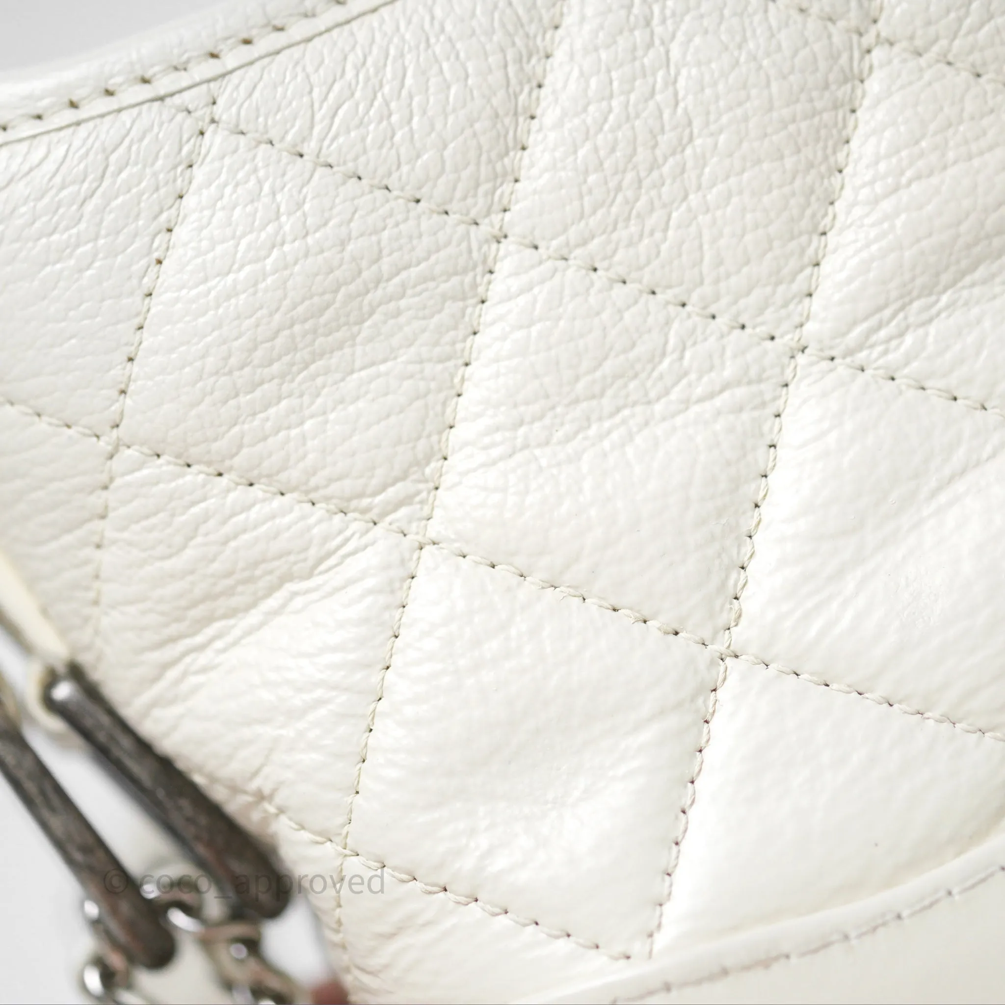 Chanel Small Gabrielle Hobo White Patent Goatskin Mixed Hardware