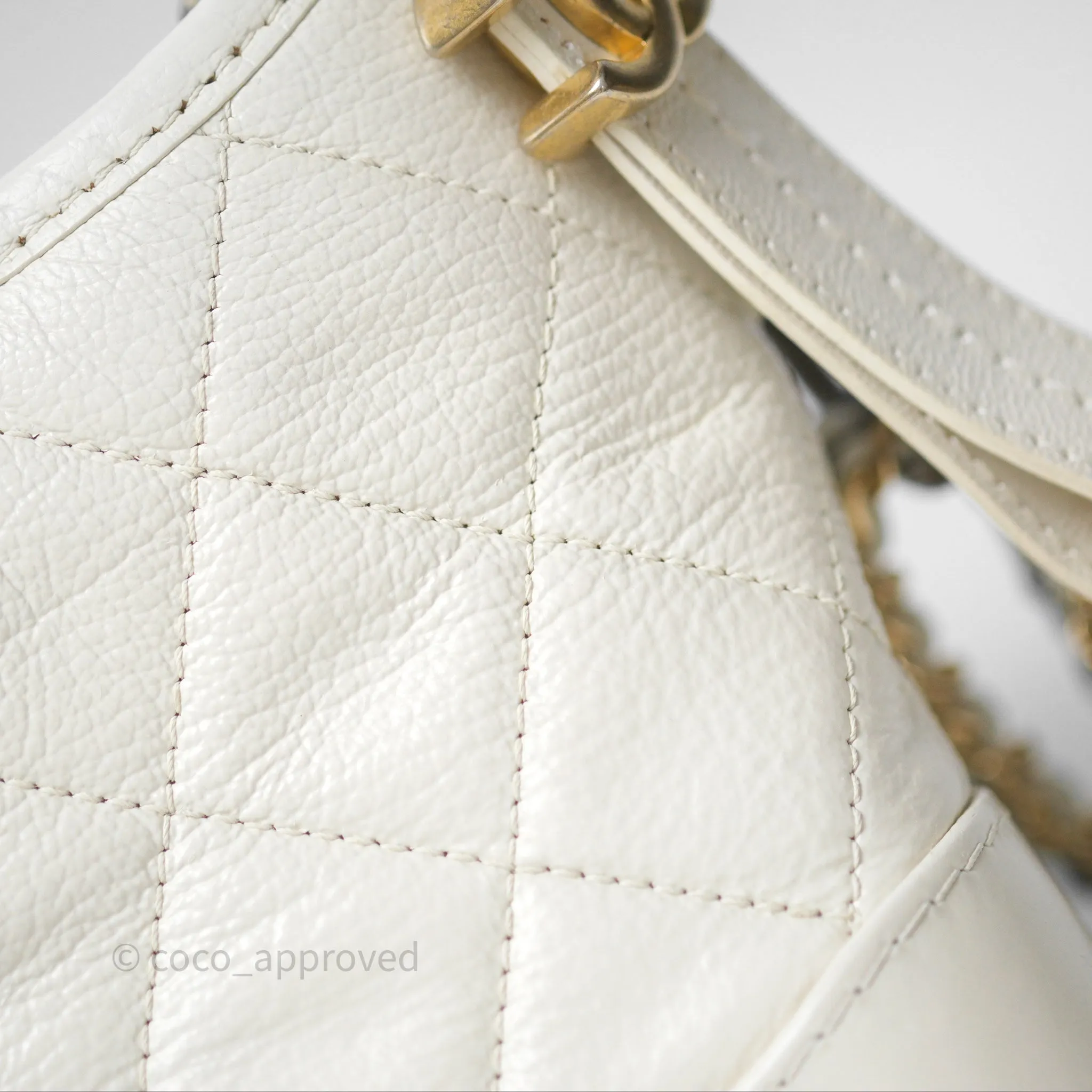 Chanel Small Gabrielle Hobo White Patent Goatskin Mixed Hardware