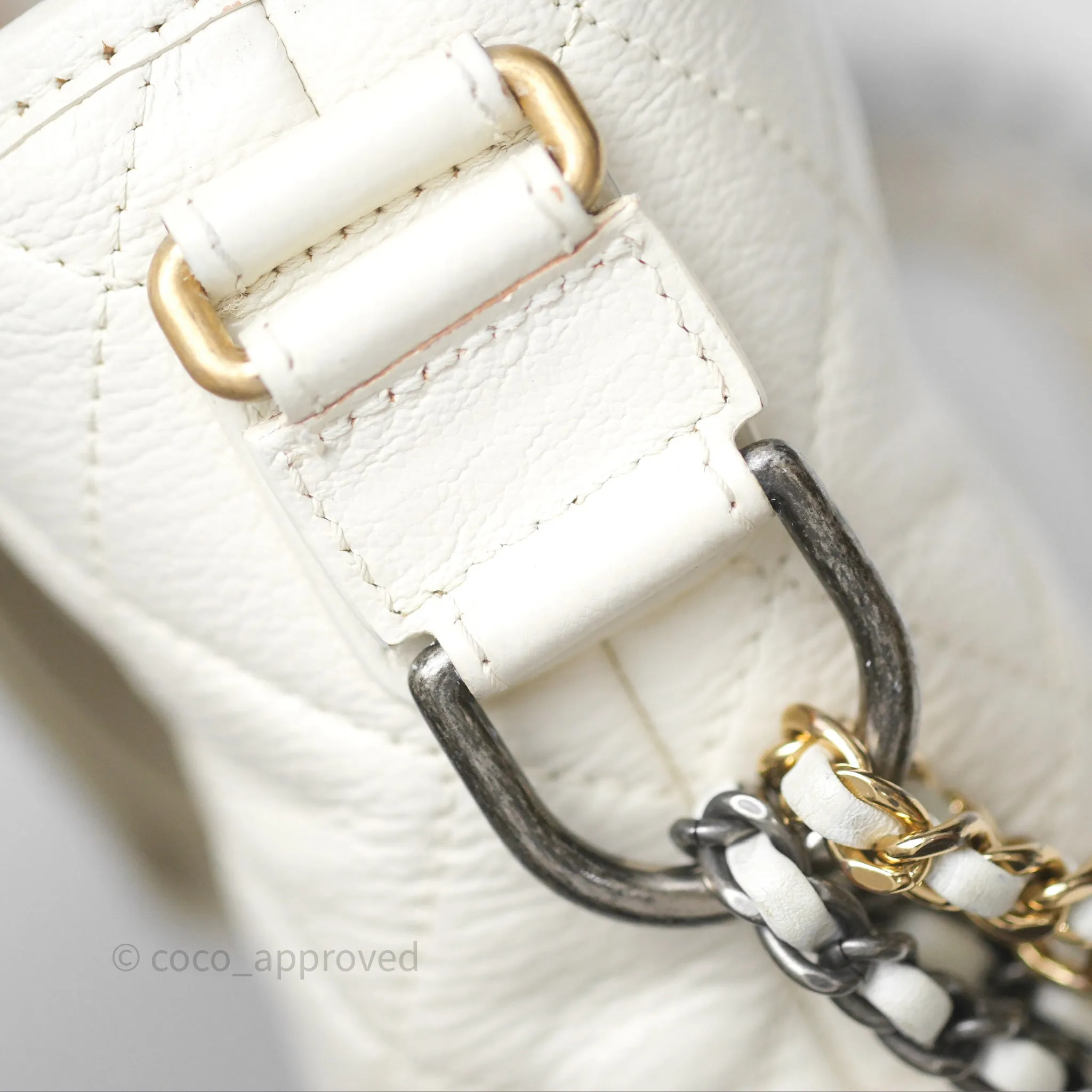 Chanel Small Gabrielle Hobo White Patent Goatskin Mixed Hardware