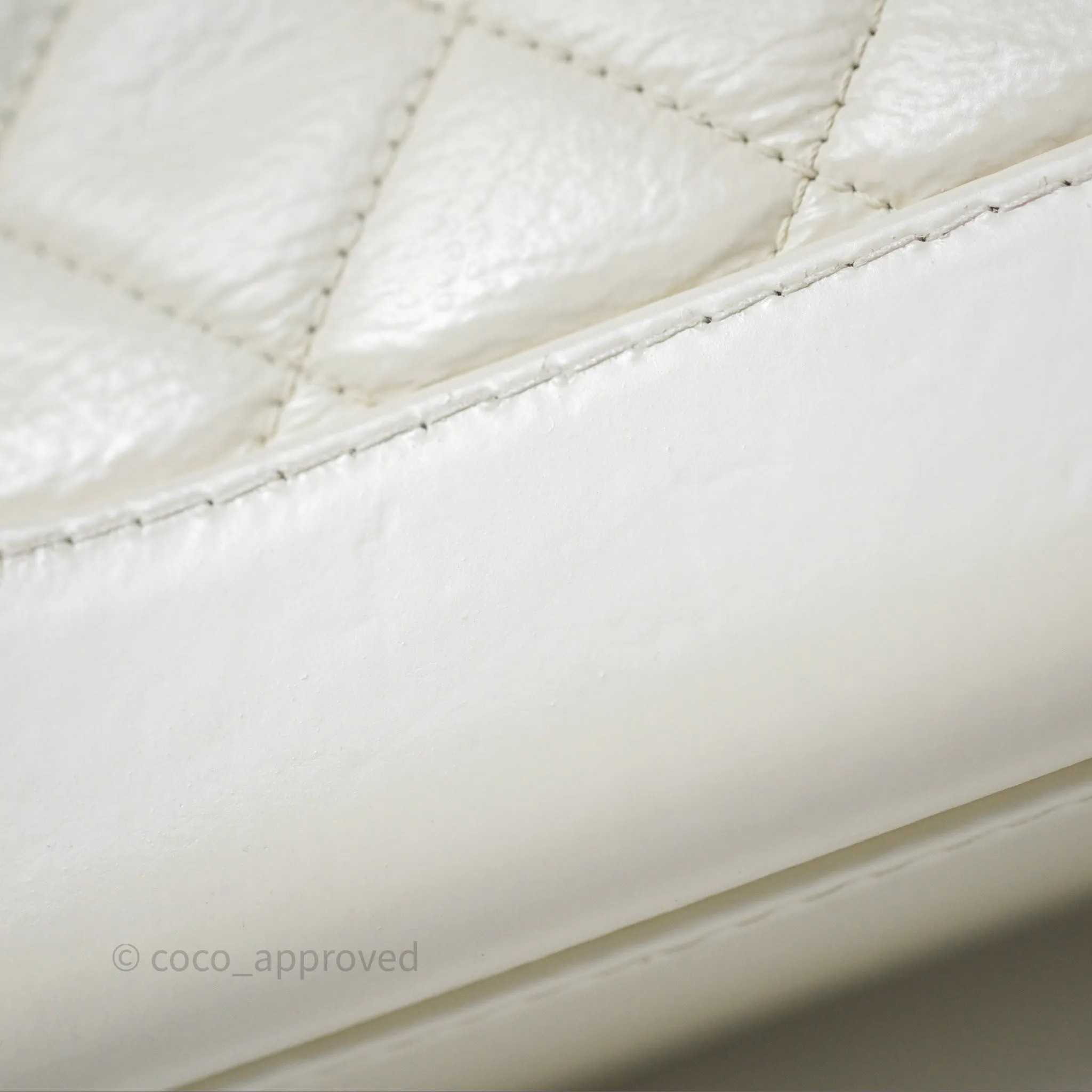 Chanel Small Gabrielle Hobo White Patent Goatskin Mixed Hardware