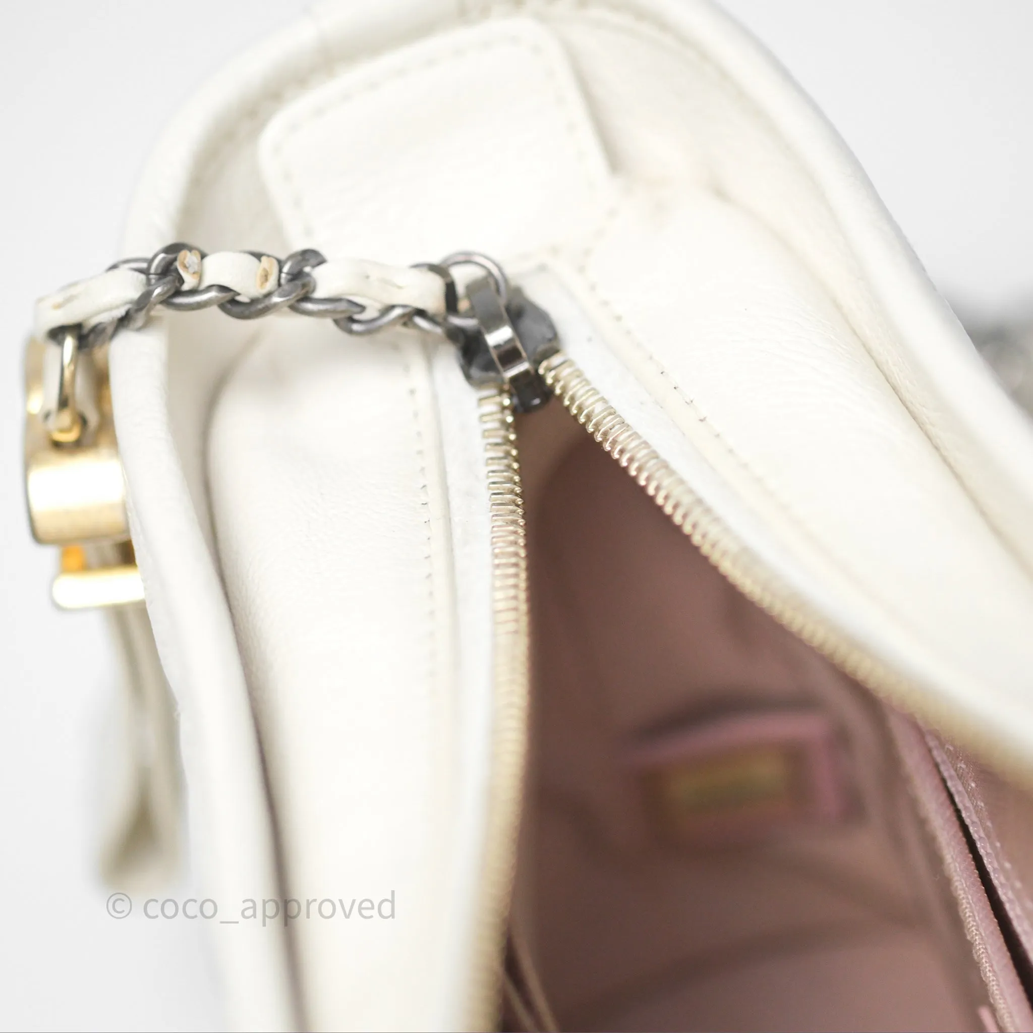 Chanel Small Gabrielle Hobo White Patent Goatskin Mixed Hardware