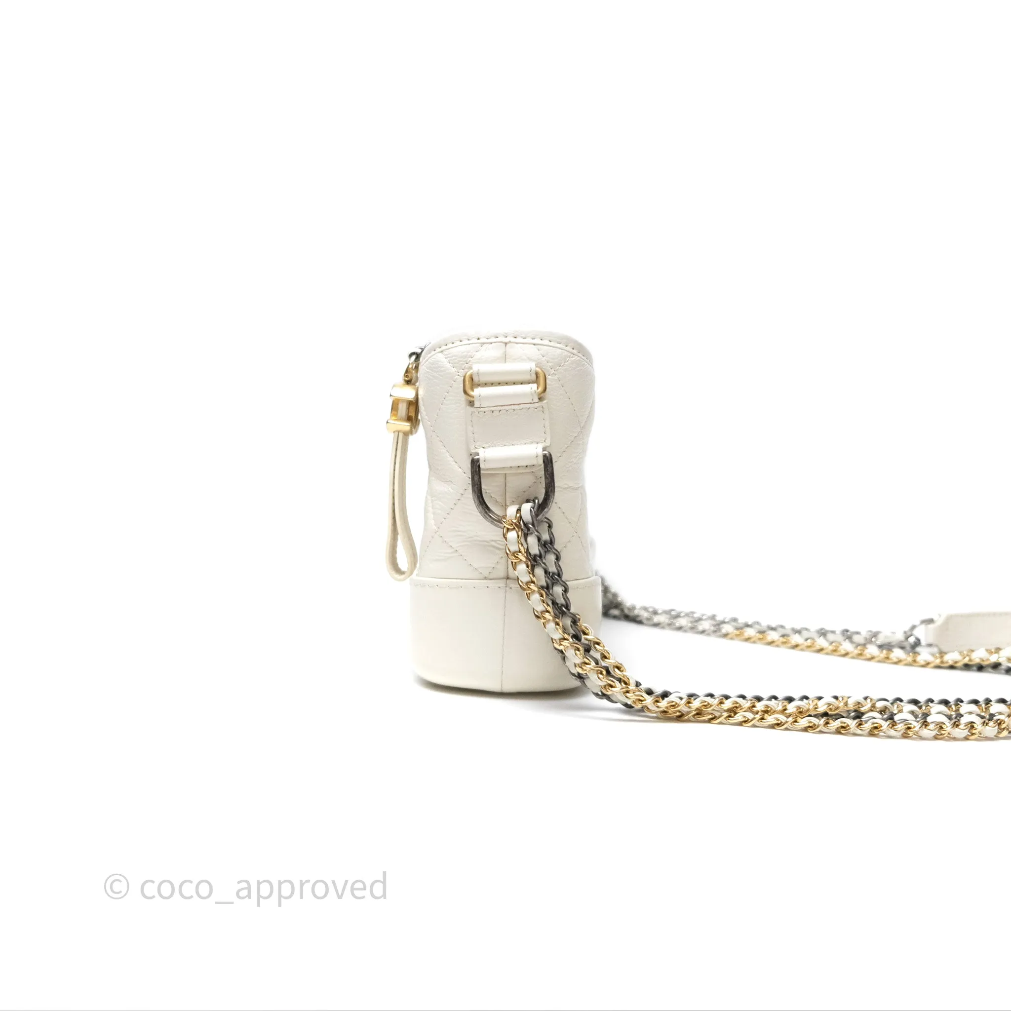 Chanel Small Gabrielle Hobo White Patent Goatskin Mixed Hardware