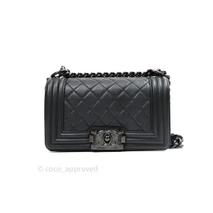 Chanel So Black Small Boy Quilted Black Calfskin Black Hardware