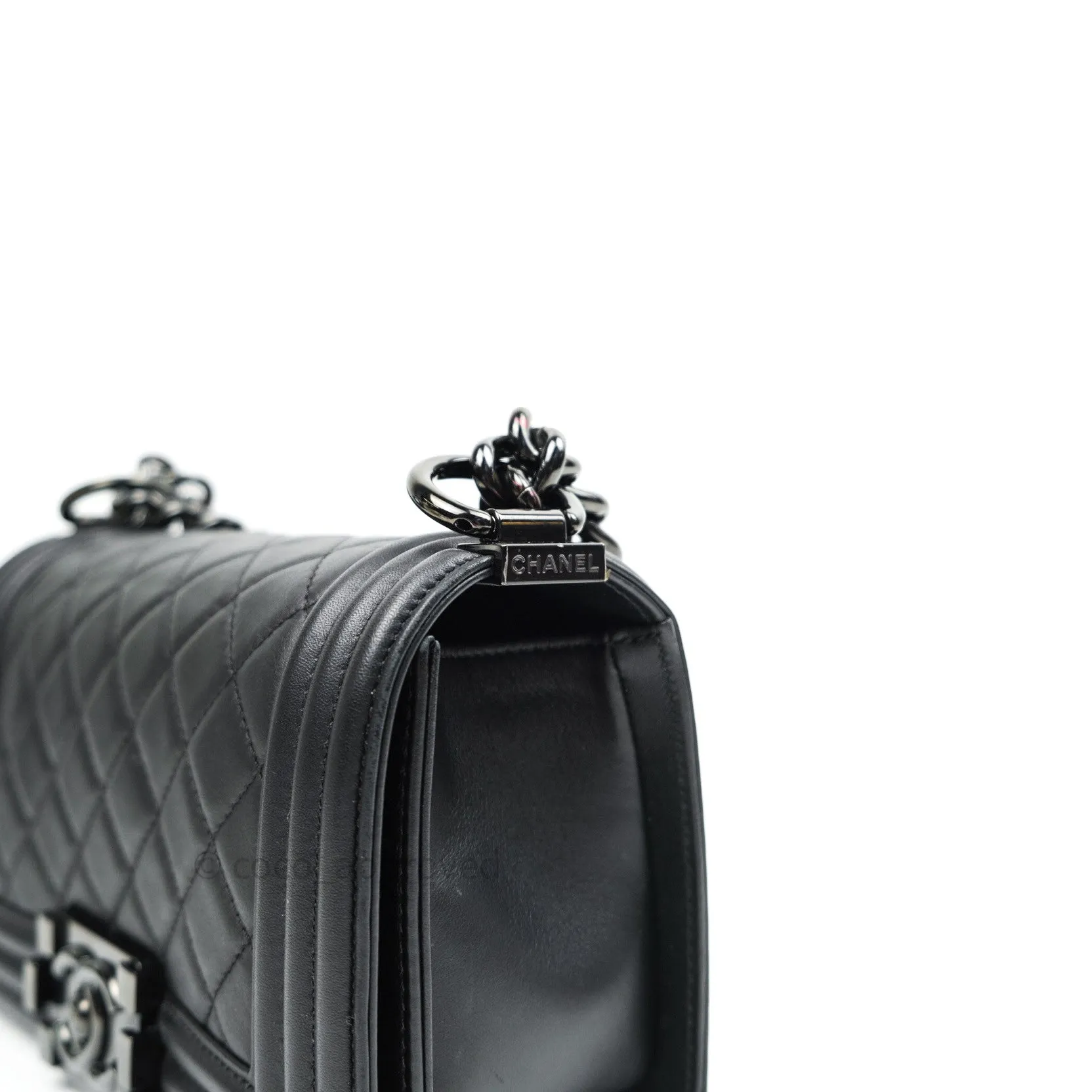 Chanel So Black Small Boy Quilted Black Calfskin Black Hardware
