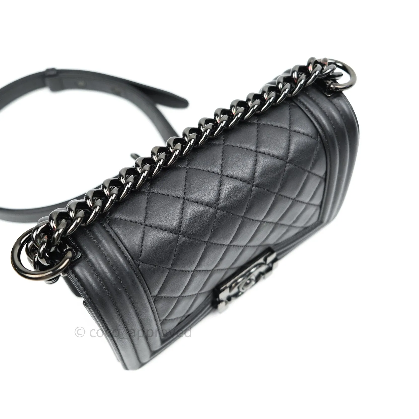 Chanel So Black Small Boy Quilted Black Calfskin Black Hardware