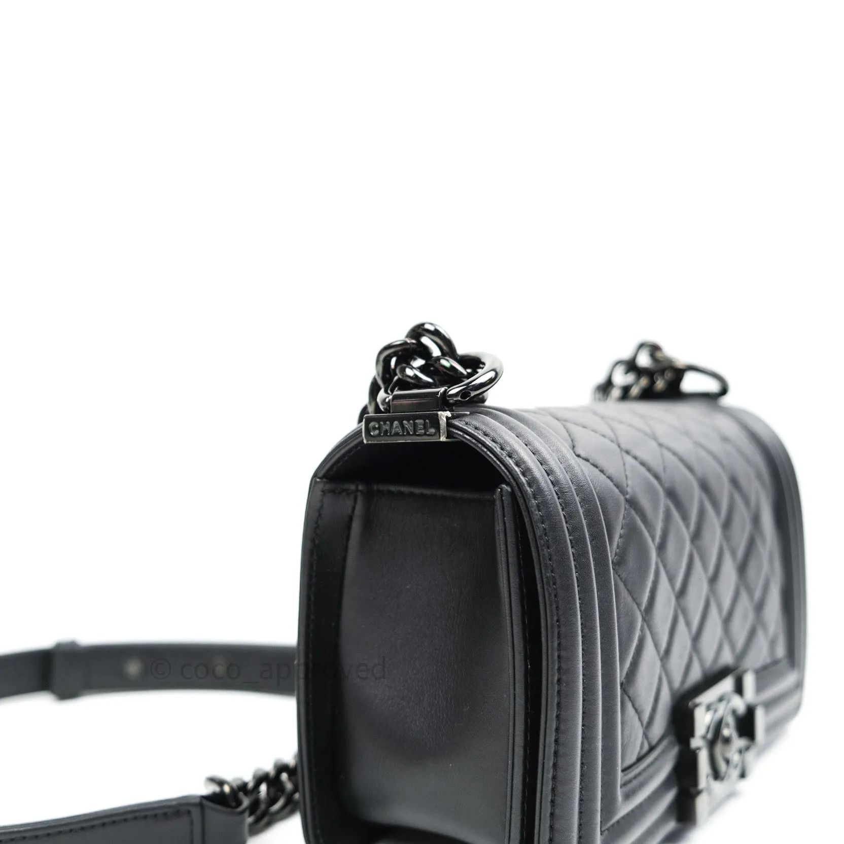 Chanel So Black Small Boy Quilted Black Calfskin Black Hardware