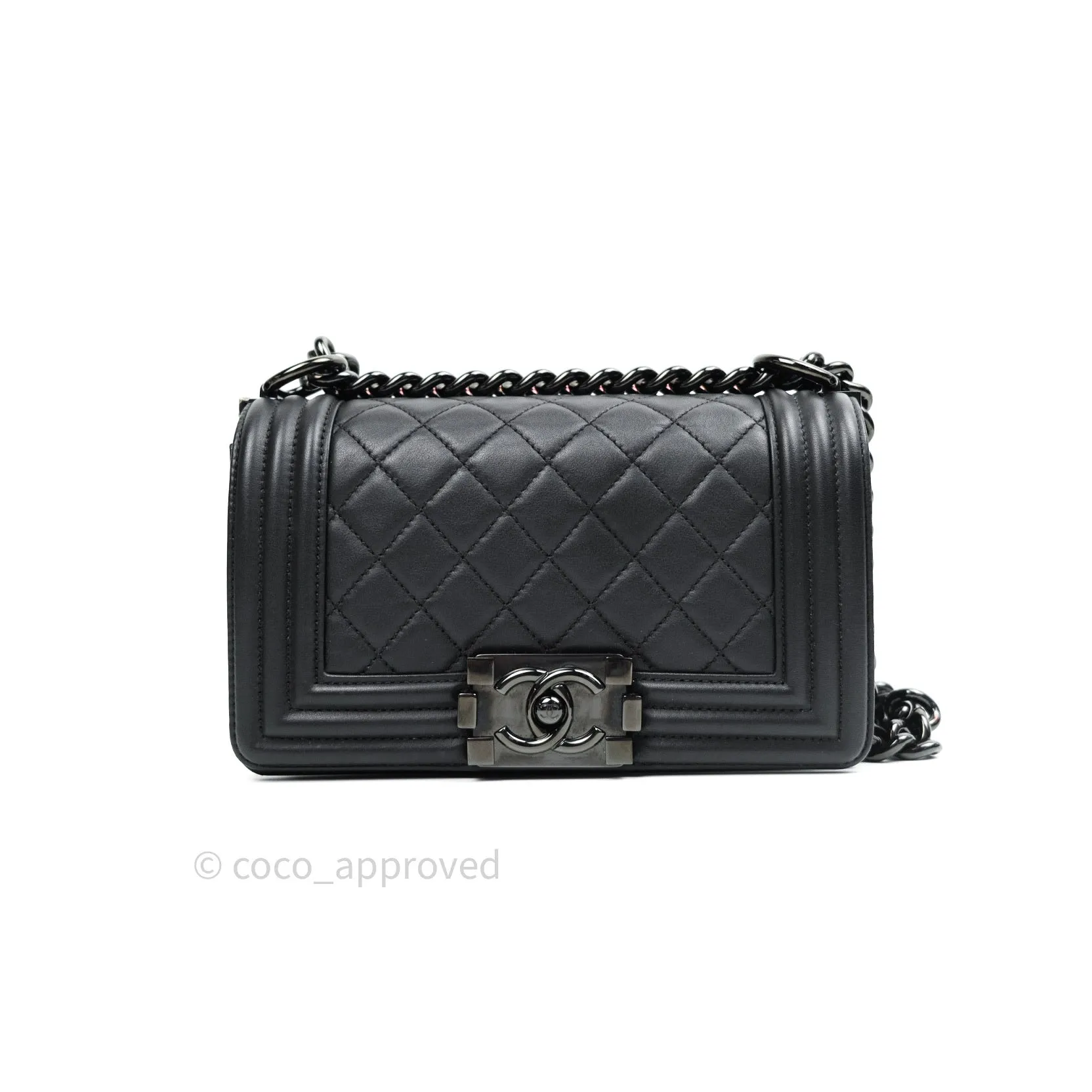 Chanel So Black Small Boy Quilted Black Calfskin Black Hardware