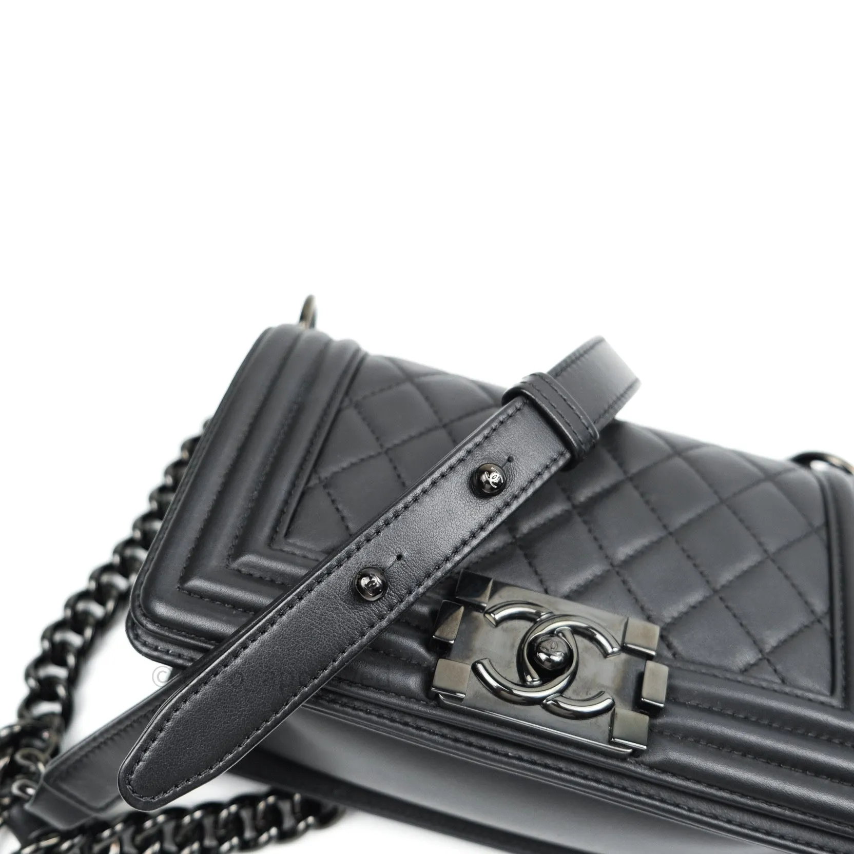 Chanel So Black Small Boy Quilted Black Calfskin Black Hardware