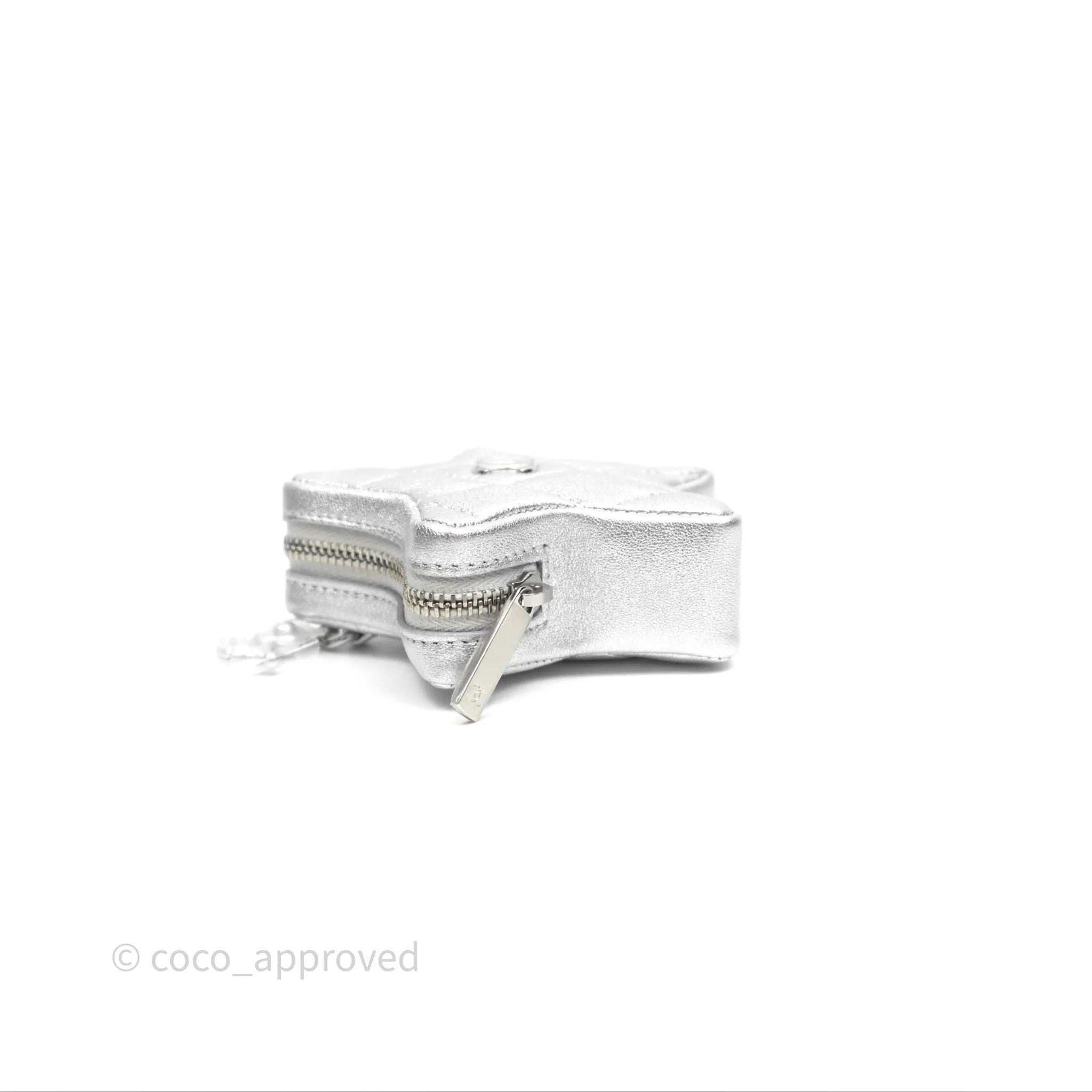 Chanel Star Coin Purse Metallic Silver Lambskin Silver Hardware