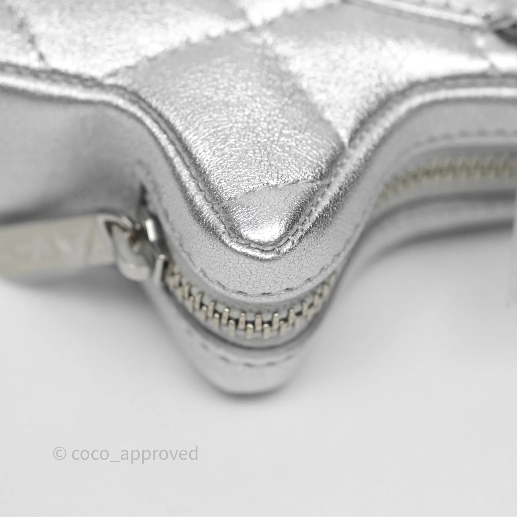Chanel Star Coin Purse Metallic Silver Lambskin Silver Hardware