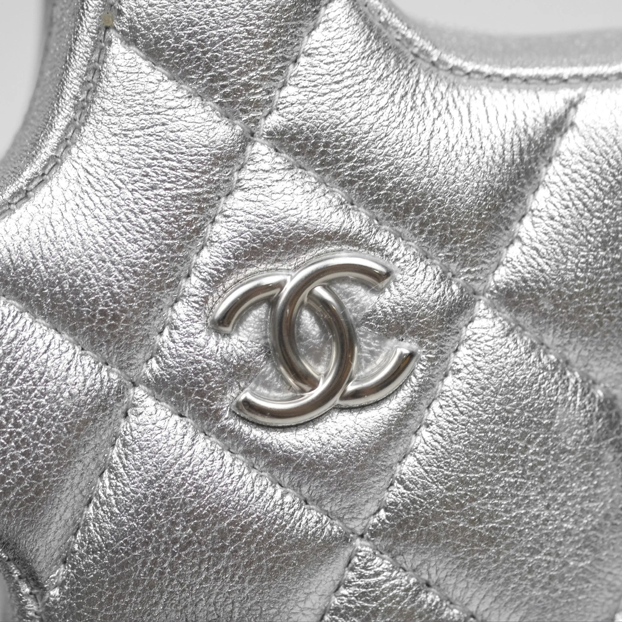 Chanel Star Coin Purse Metallic Silver Lambskin Silver Hardware