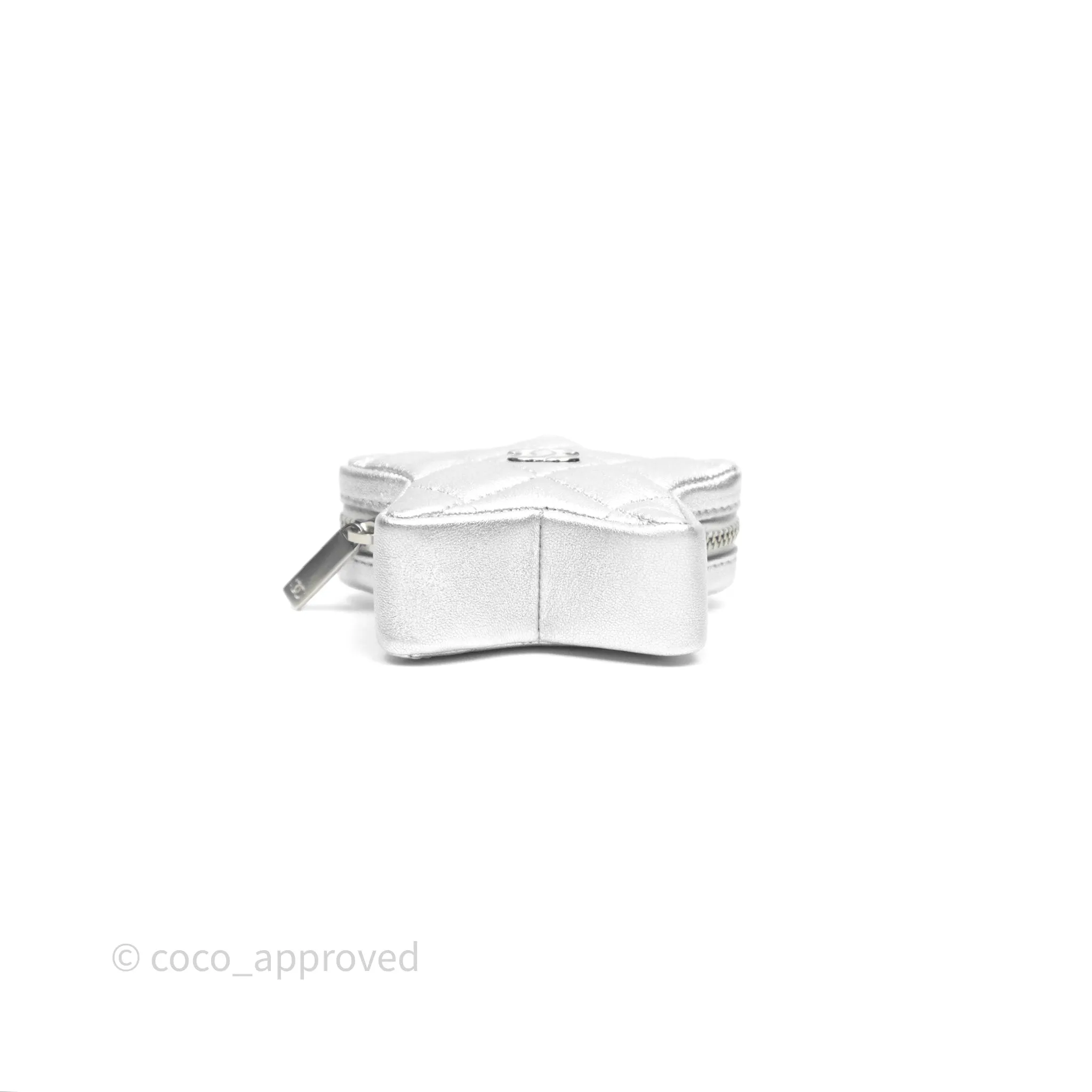 Chanel Star Coin Purse Metallic Silver Lambskin Silver Hardware