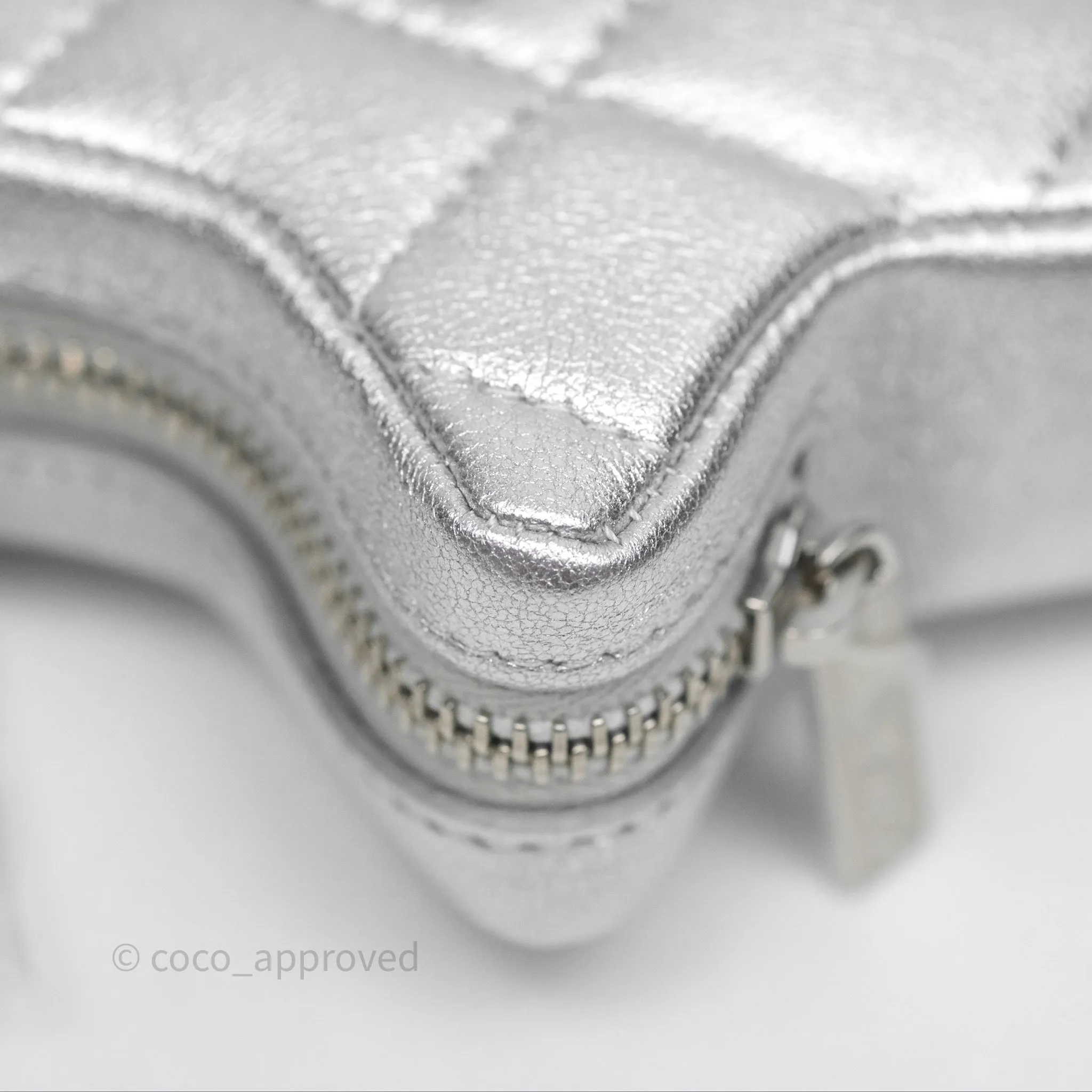 Chanel Star Coin Purse Metallic Silver Lambskin Silver Hardware
