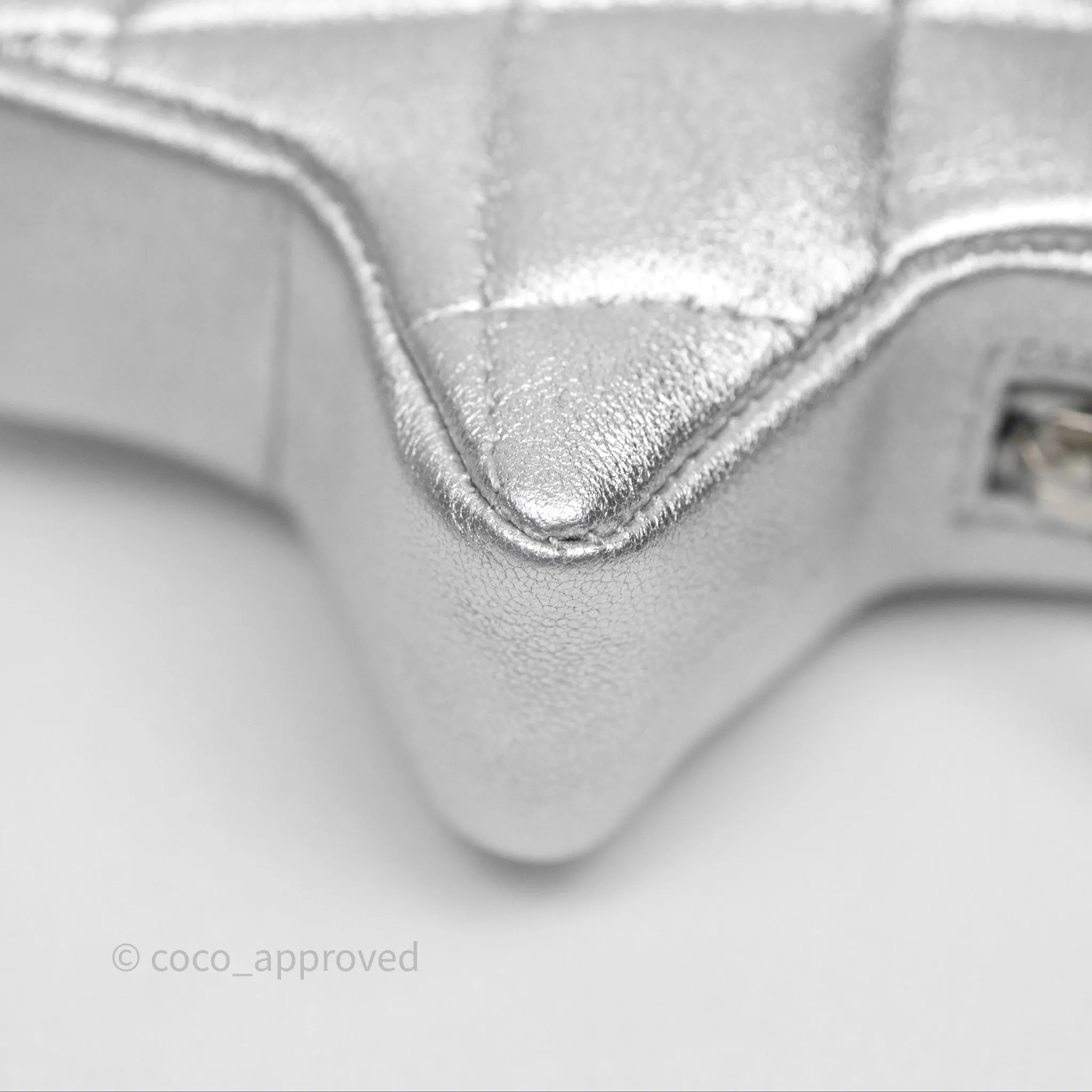 Chanel Star Coin Purse Metallic Silver Lambskin Silver Hardware