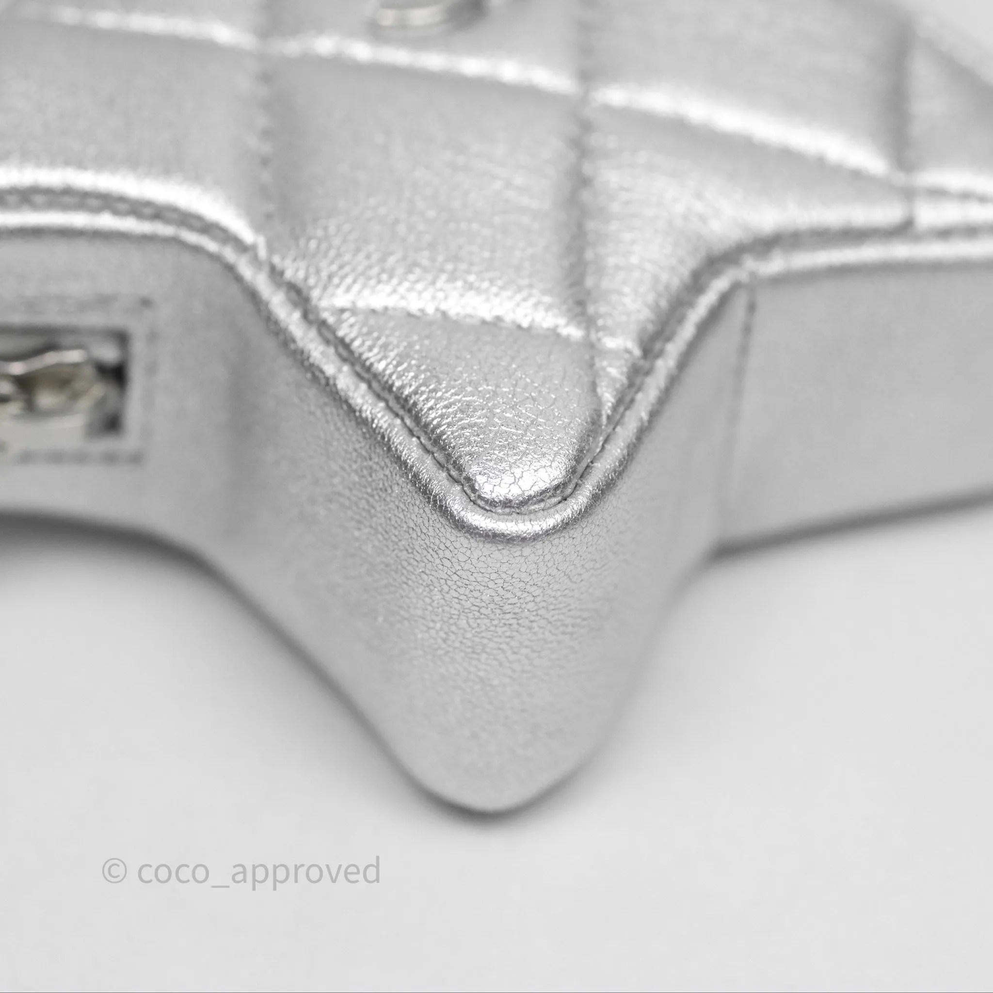 Chanel Star Coin Purse Metallic Silver Lambskin Silver Hardware