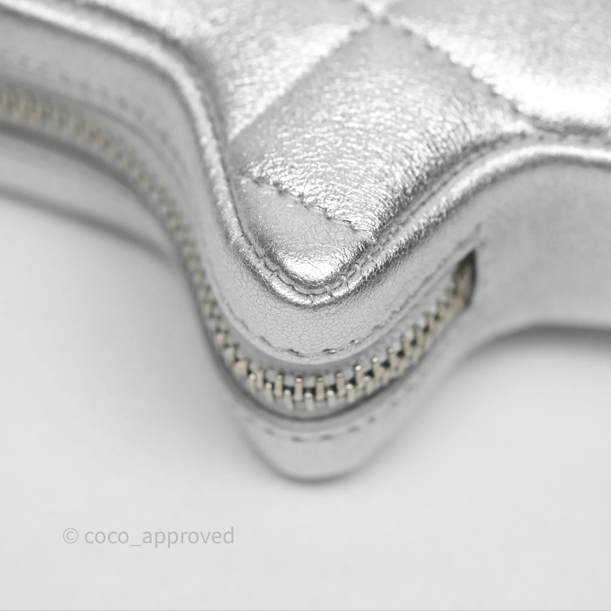 Chanel Star Coin Purse Metallic Silver Lambskin Silver Hardware