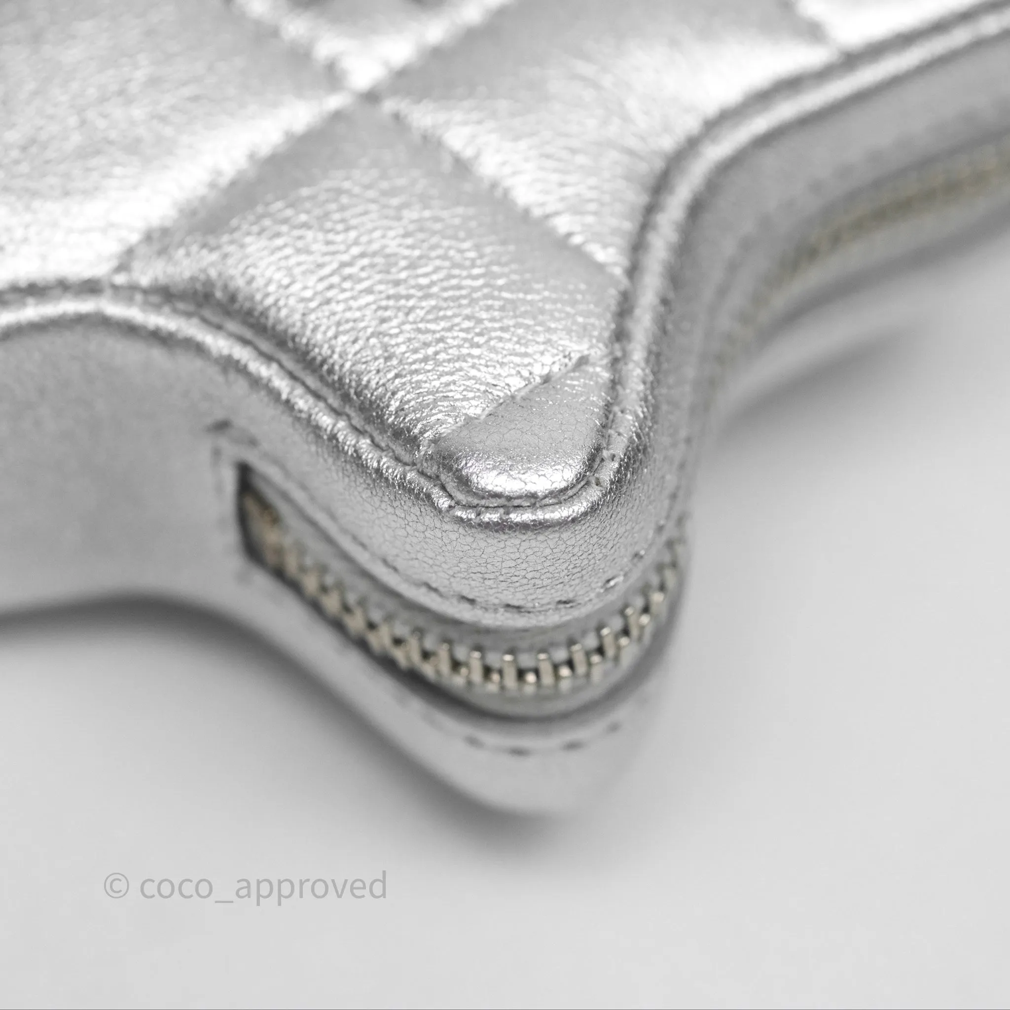 Chanel Star Coin Purse Metallic Silver Lambskin Silver Hardware