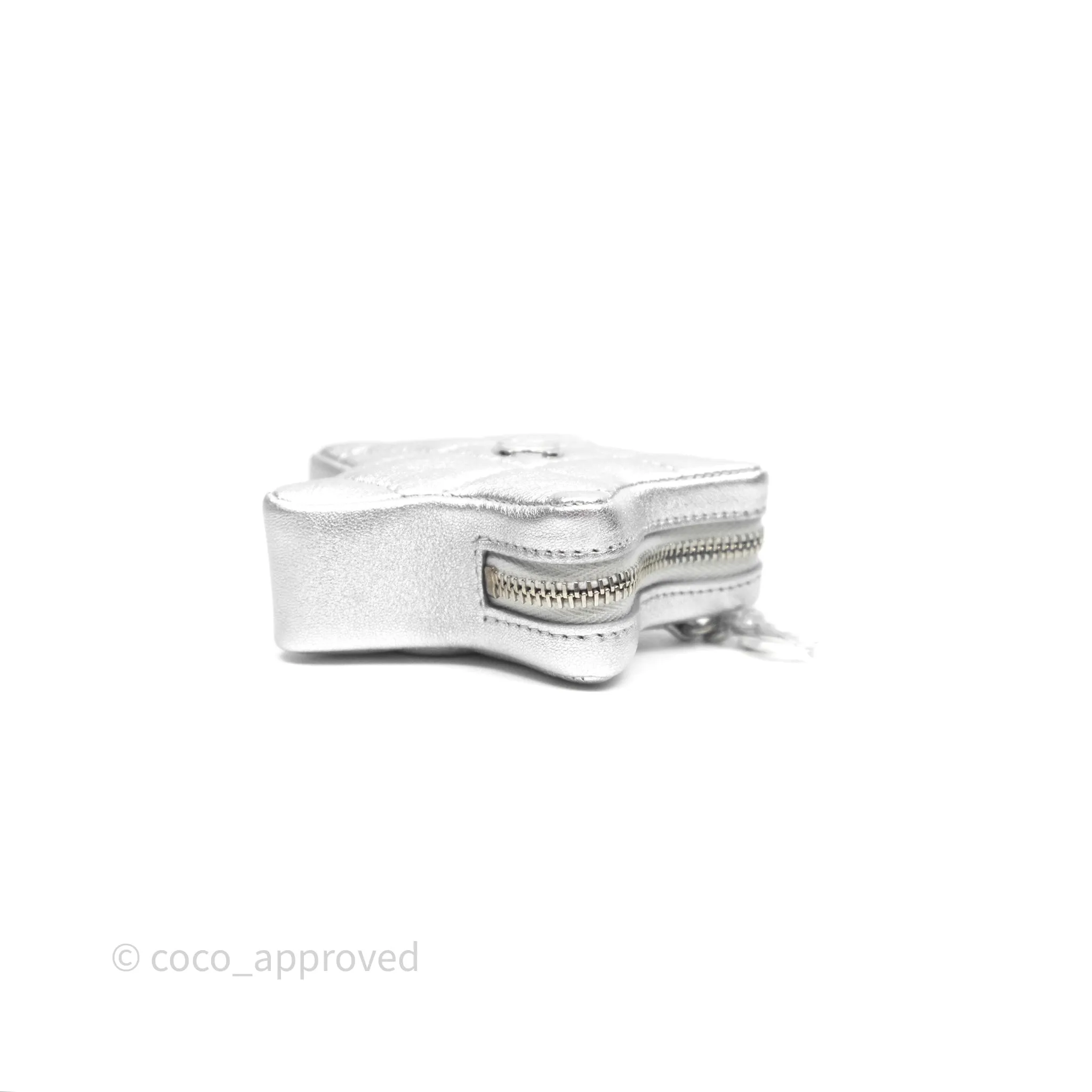 Chanel Star Coin Purse Metallic Silver Lambskin Silver Hardware