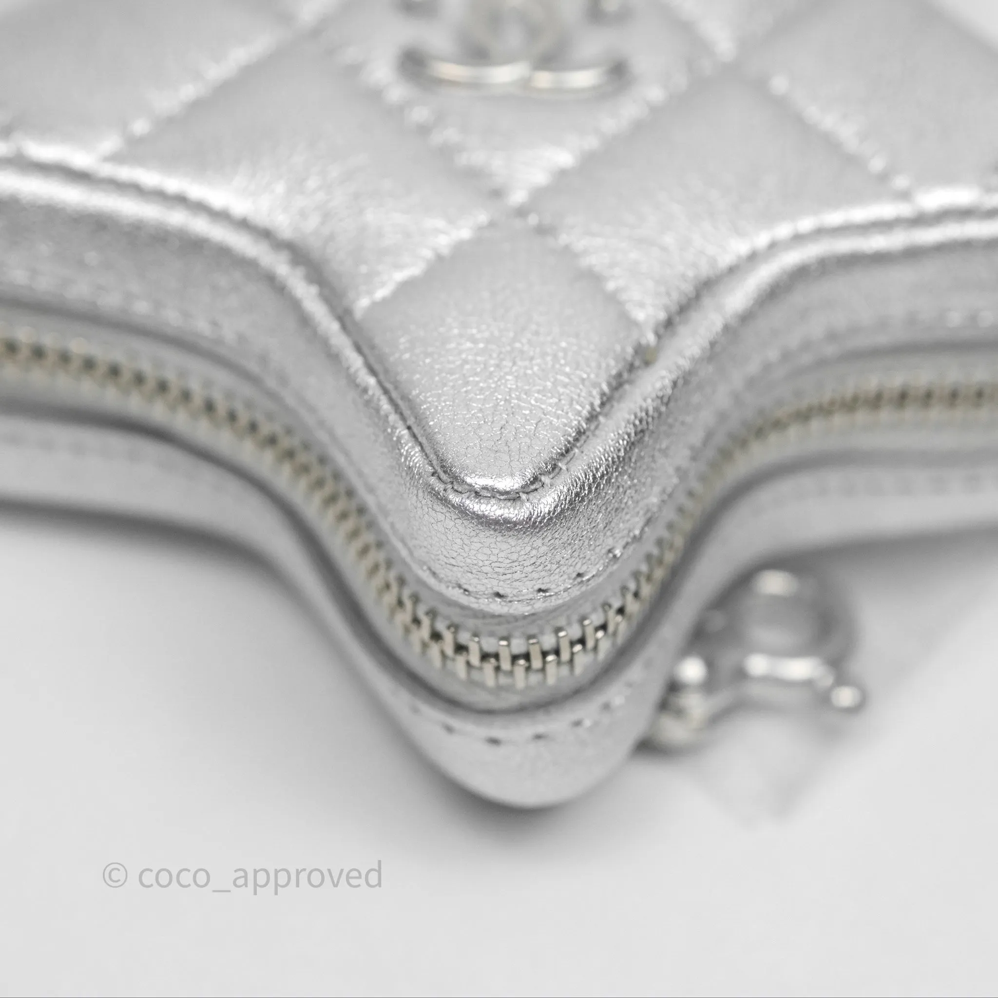 Chanel Star Coin Purse Metallic Silver Lambskin Silver Hardware