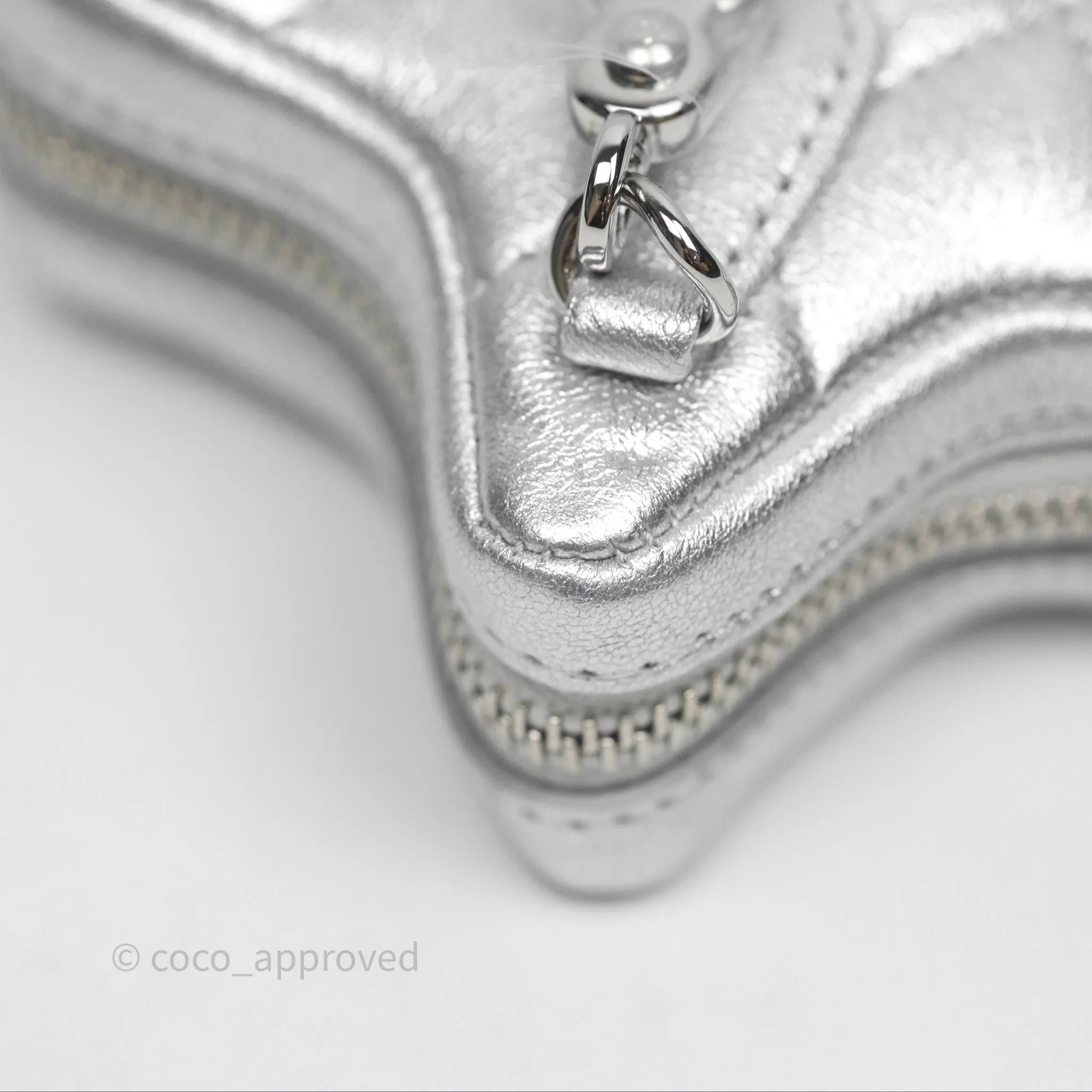Chanel Star Coin Purse Metallic Silver Lambskin Silver Hardware