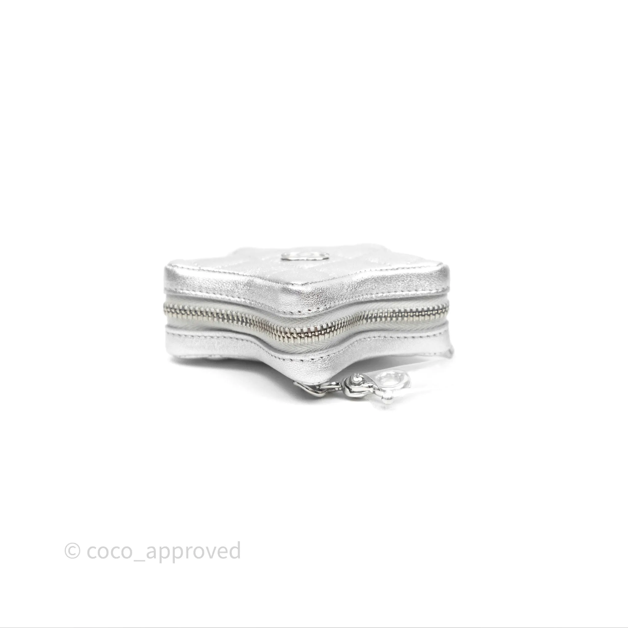 Chanel Star Coin Purse Metallic Silver Lambskin Silver Hardware