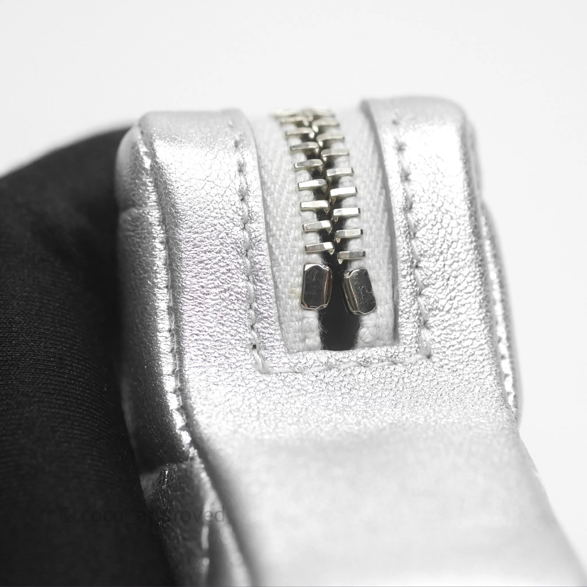 Chanel Star Coin Purse Metallic Silver Lambskin Silver Hardware