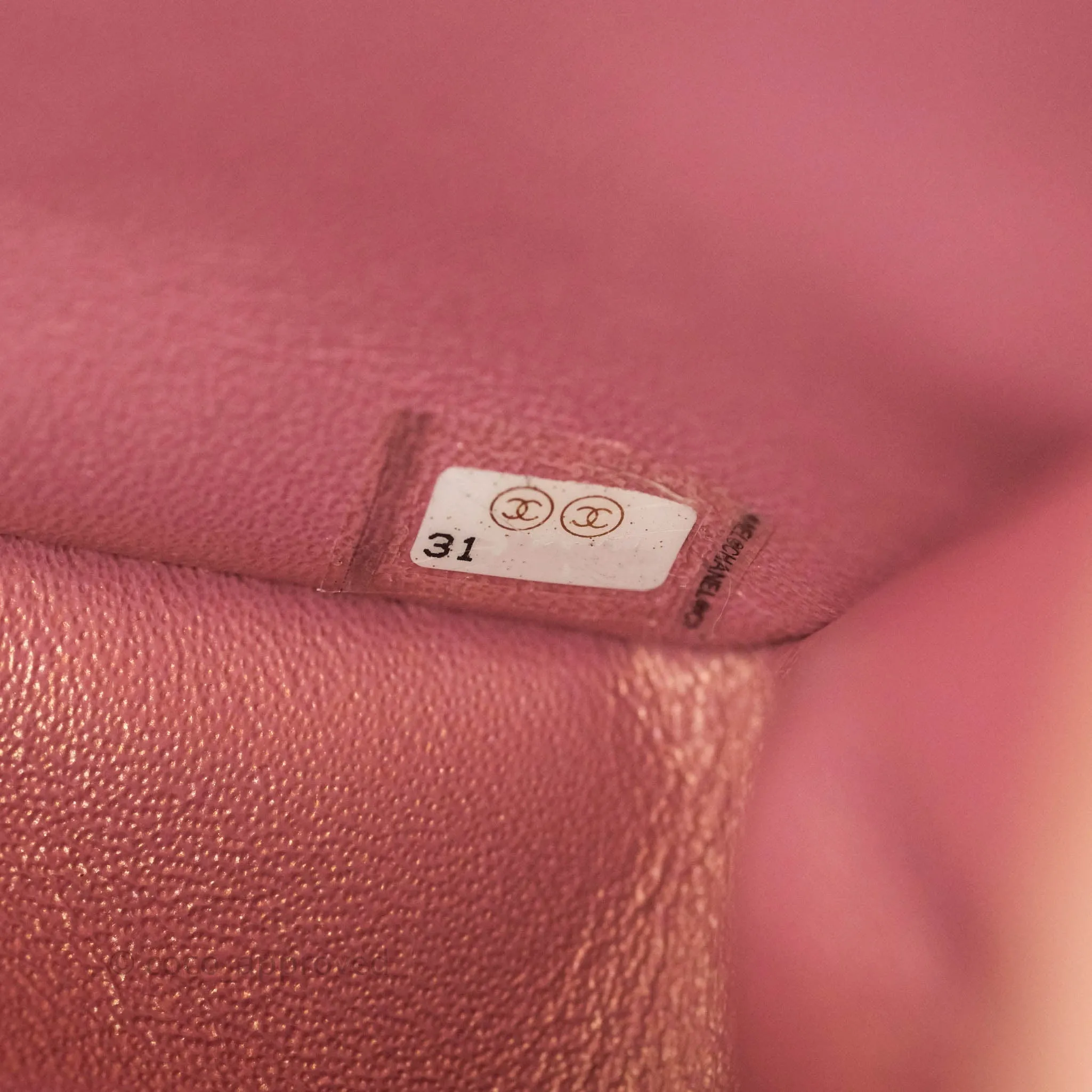 Chanel Top Handle Mini Rectangular Flap Bag Iridescent Dark Pink Lambskin Aged Gold Hardware