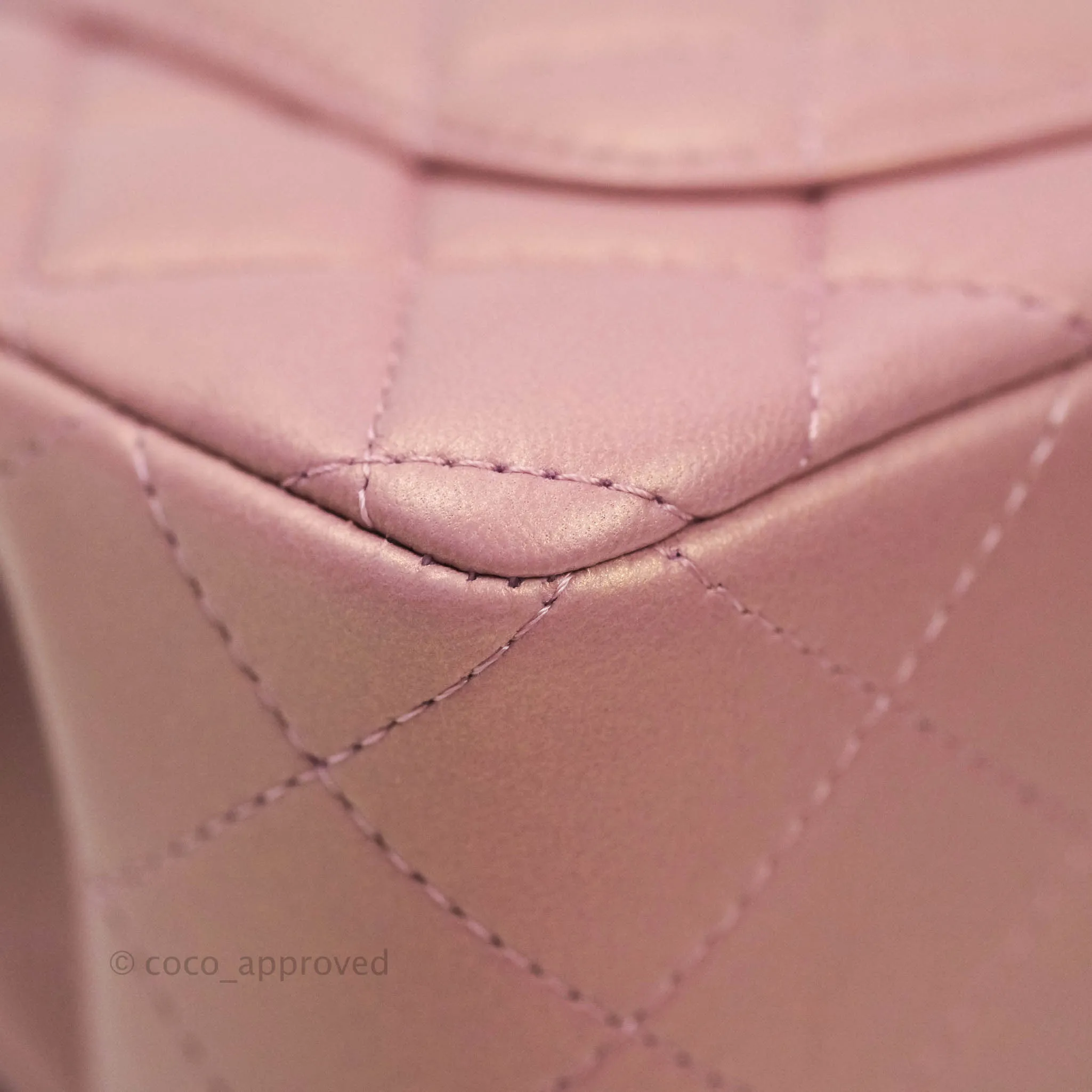 Chanel Top Handle Mini Rectangular Flap Bag Iridescent Dark Pink Lambskin Aged Gold Hardware