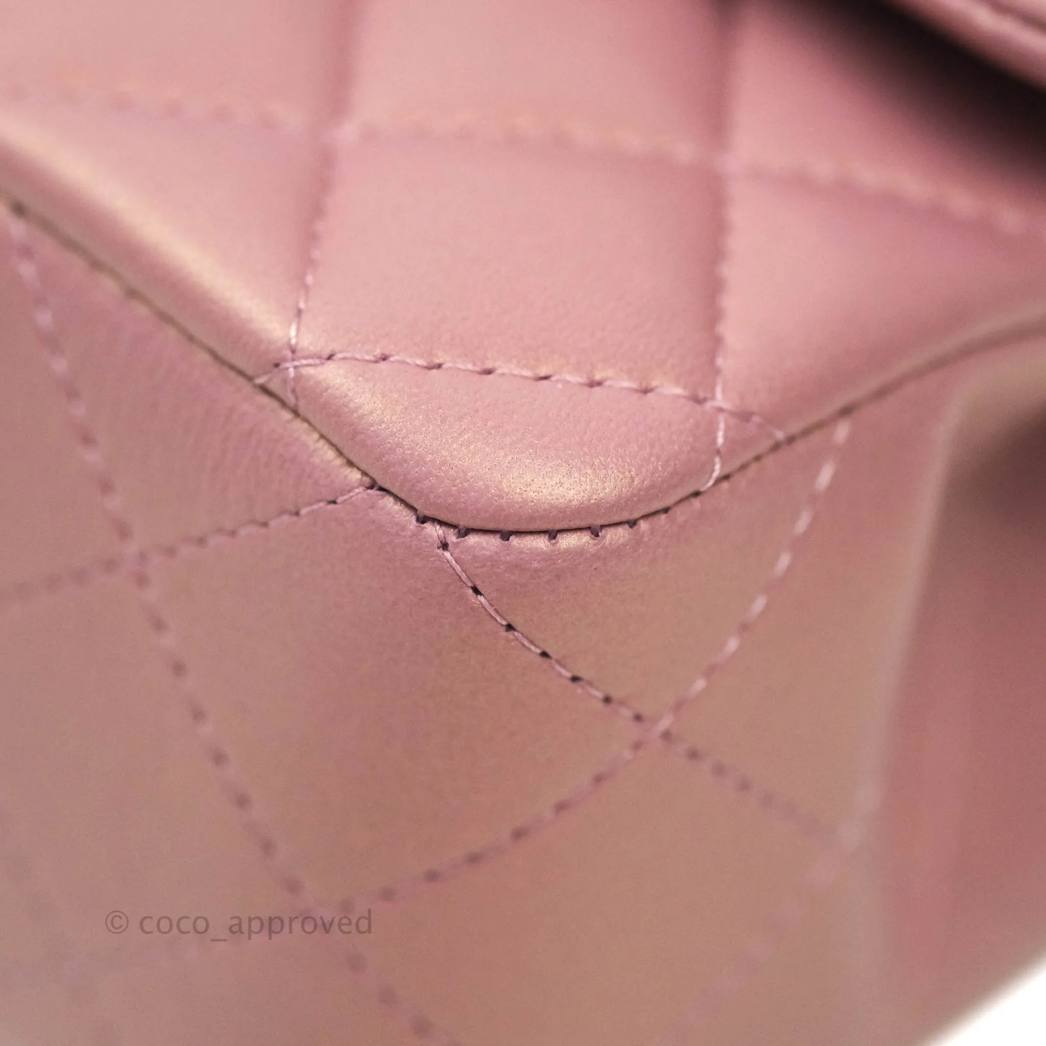 Chanel Top Handle Mini Rectangular Flap Bag Iridescent Dark Pink Lambskin Aged Gold Hardware