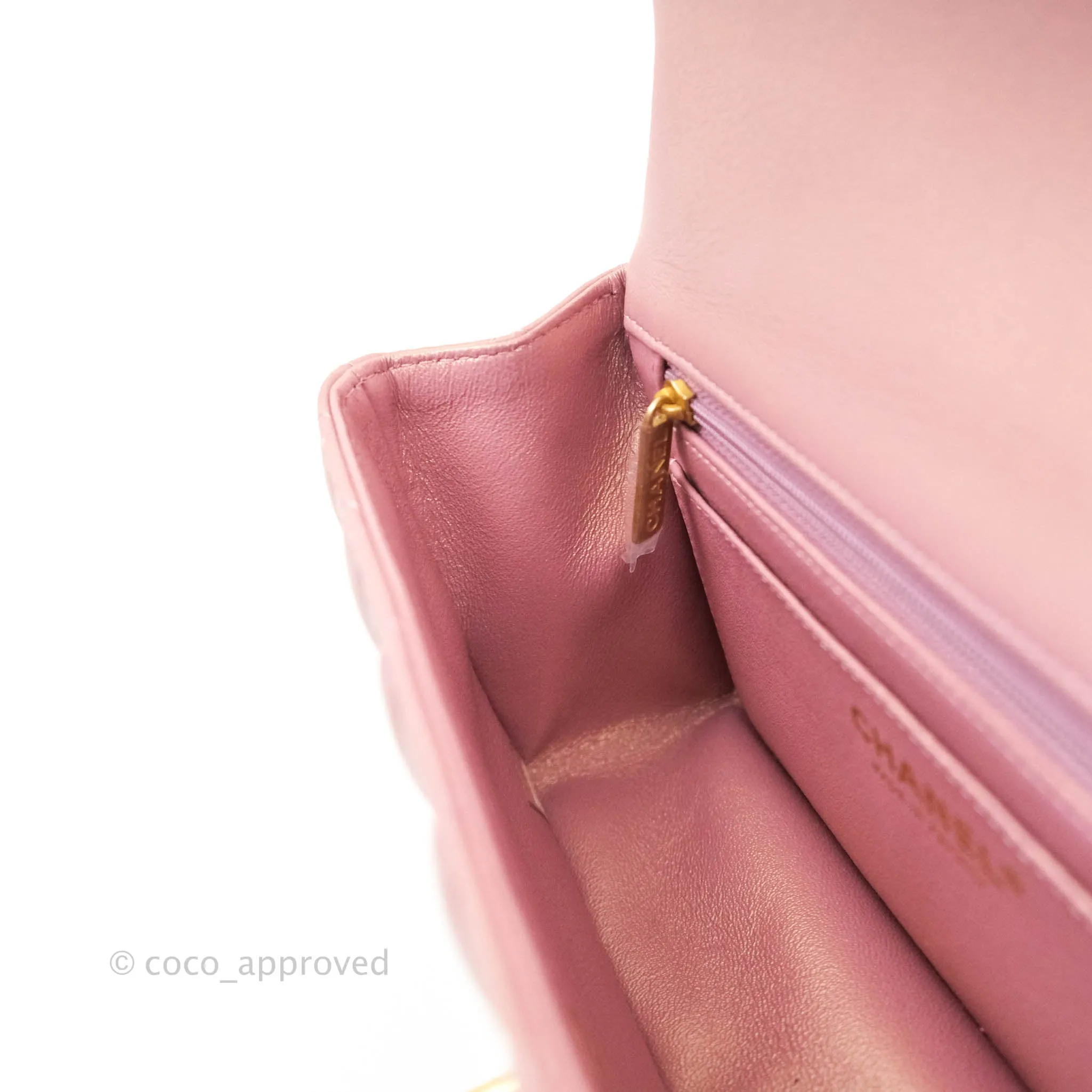 Chanel Top Handle Mini Rectangular Flap Bag Iridescent Dark Pink Lambskin Aged Gold Hardware