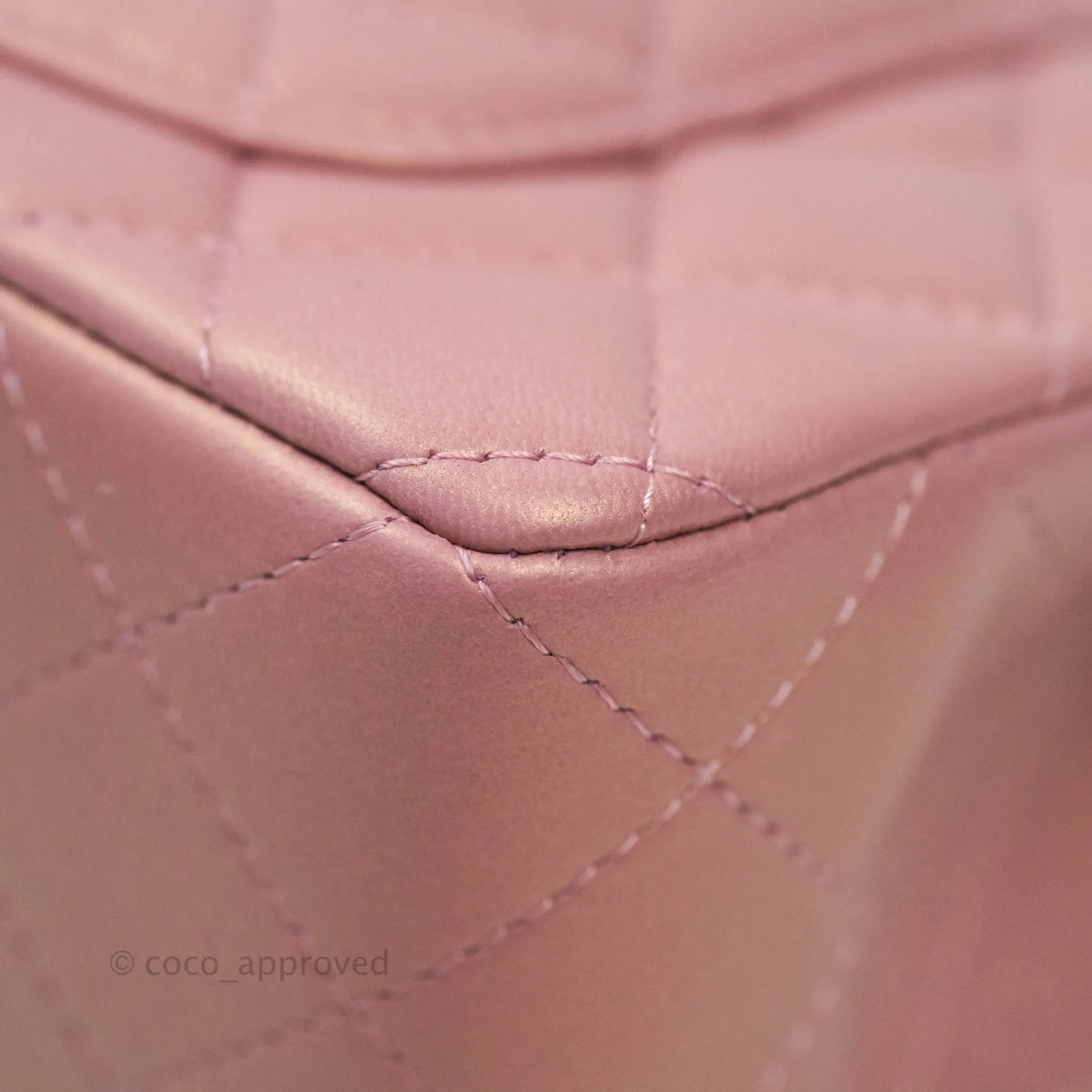 Chanel Top Handle Mini Rectangular Flap Bag Iridescent Dark Pink Lambskin Aged Gold Hardware