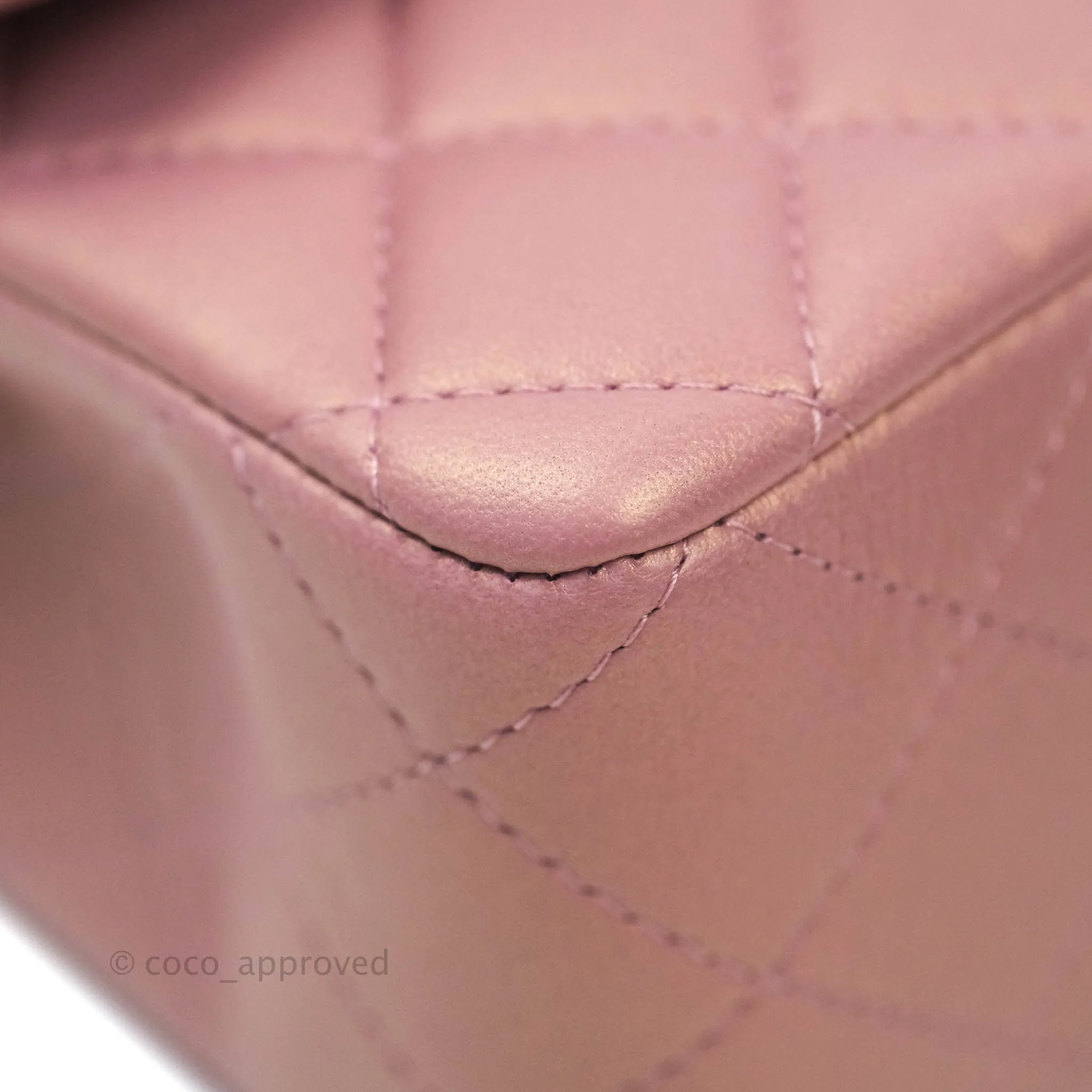 Chanel Top Handle Mini Rectangular Flap Bag Iridescent Dark Pink Lambskin Aged Gold Hardware
