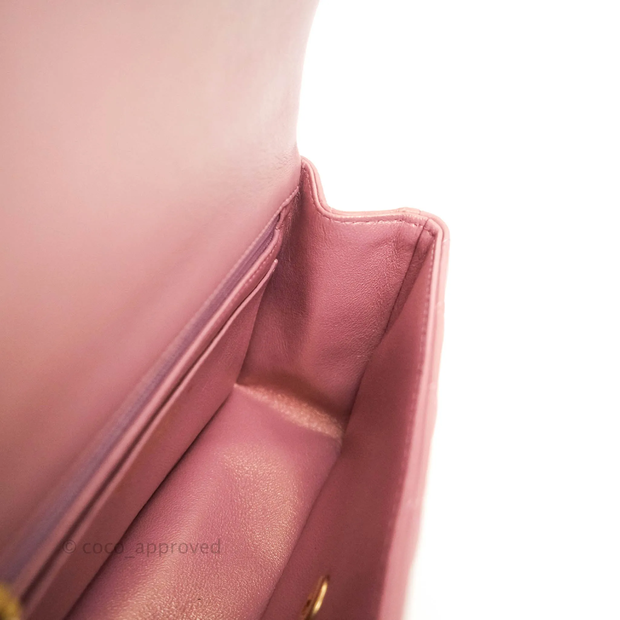 Chanel Top Handle Mini Rectangular Flap Bag Iridescent Dark Pink Lambskin Aged Gold Hardware