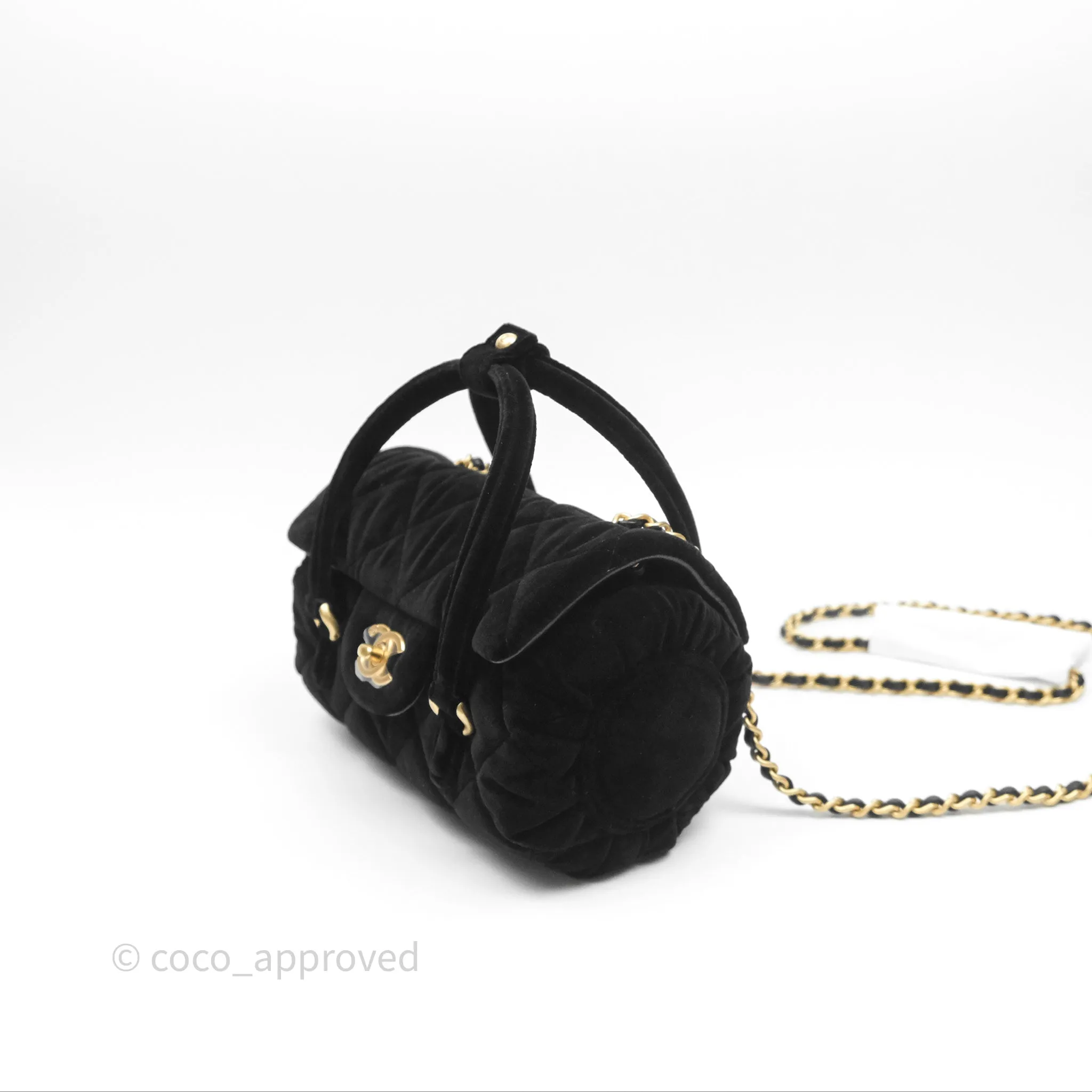 Chanel Velvet Mini Bag Black Gold Hardware