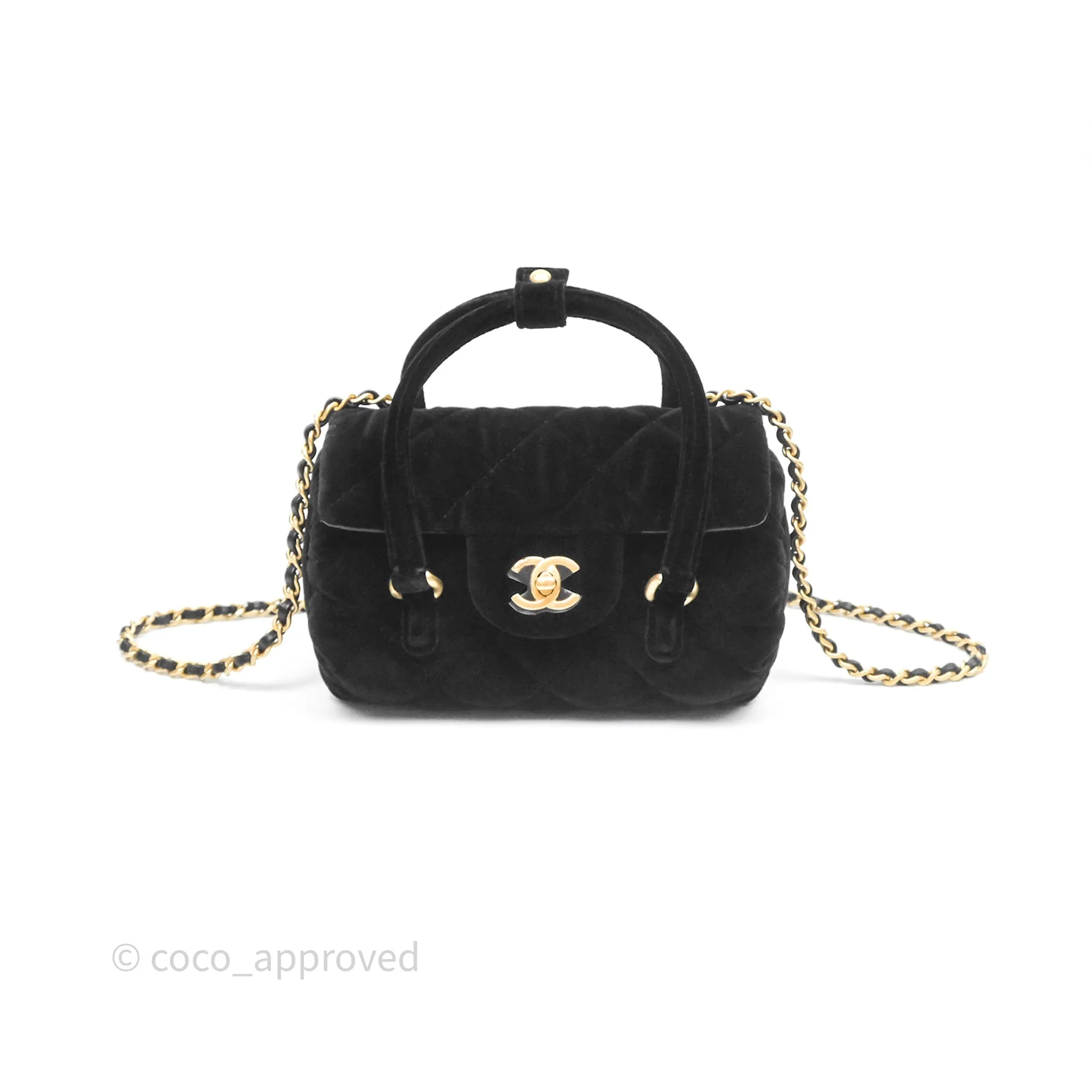 Chanel Velvet Mini Bag Black Gold Hardware