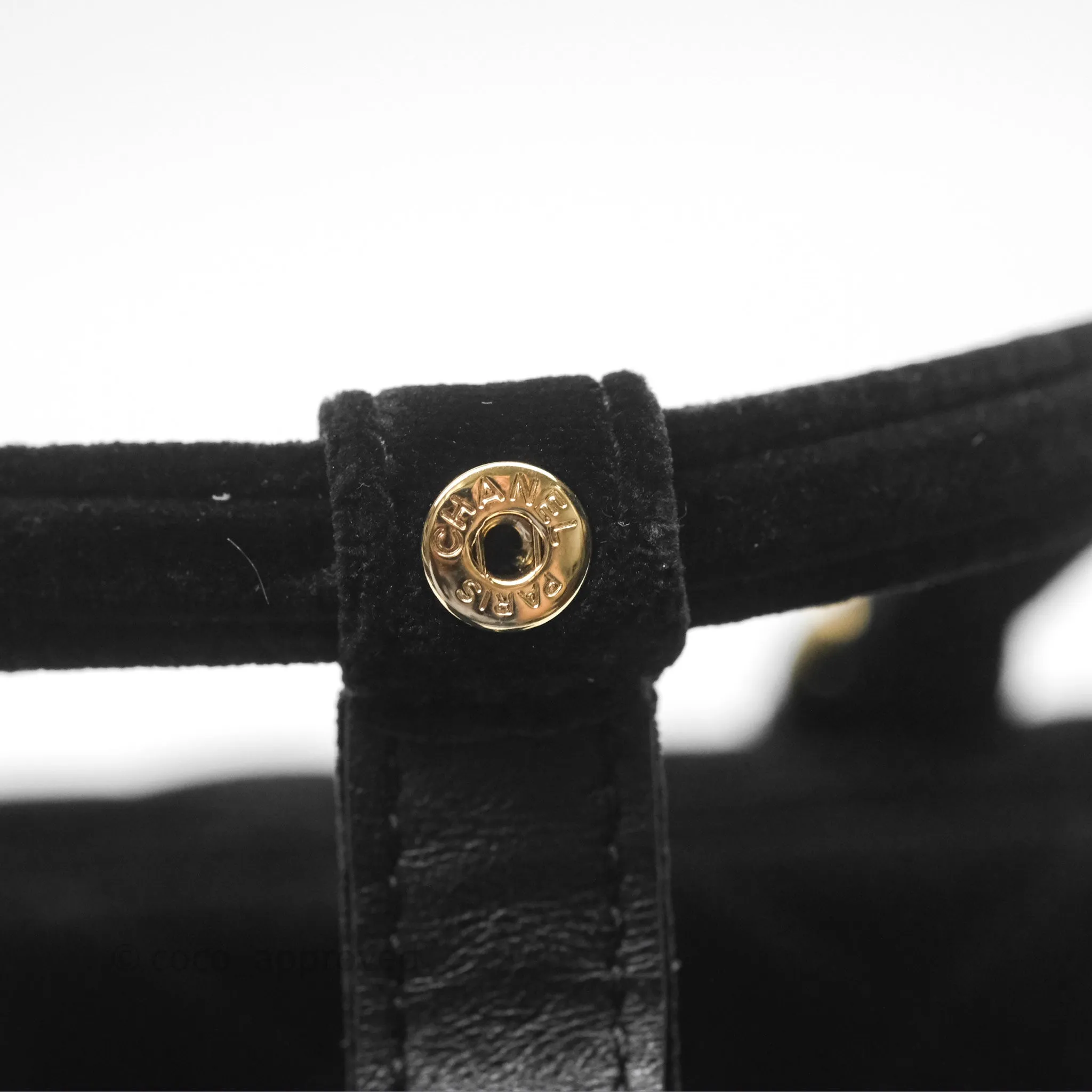 Chanel Velvet Mini Bag Black Gold Hardware