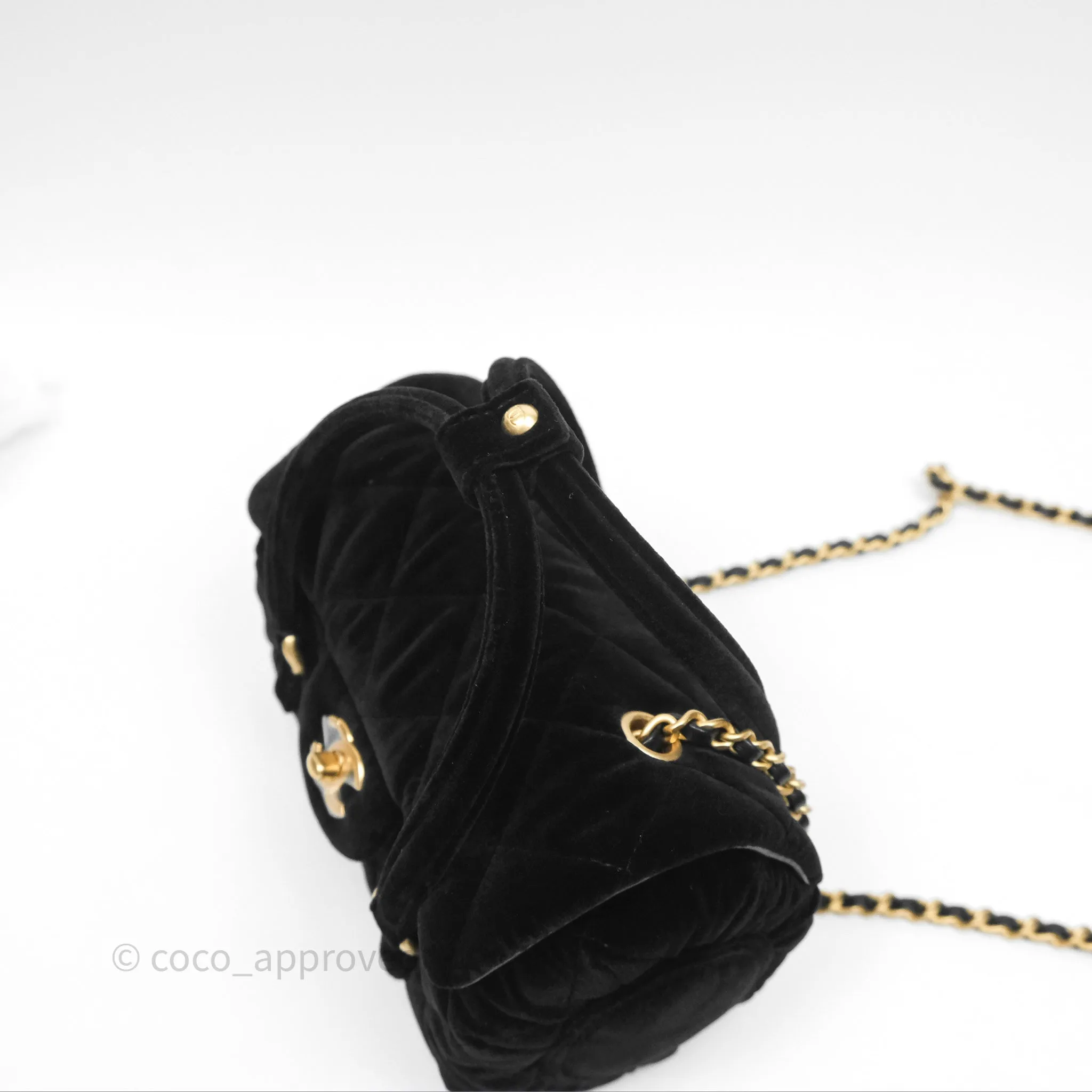 Chanel Velvet Mini Bag Black Gold Hardware