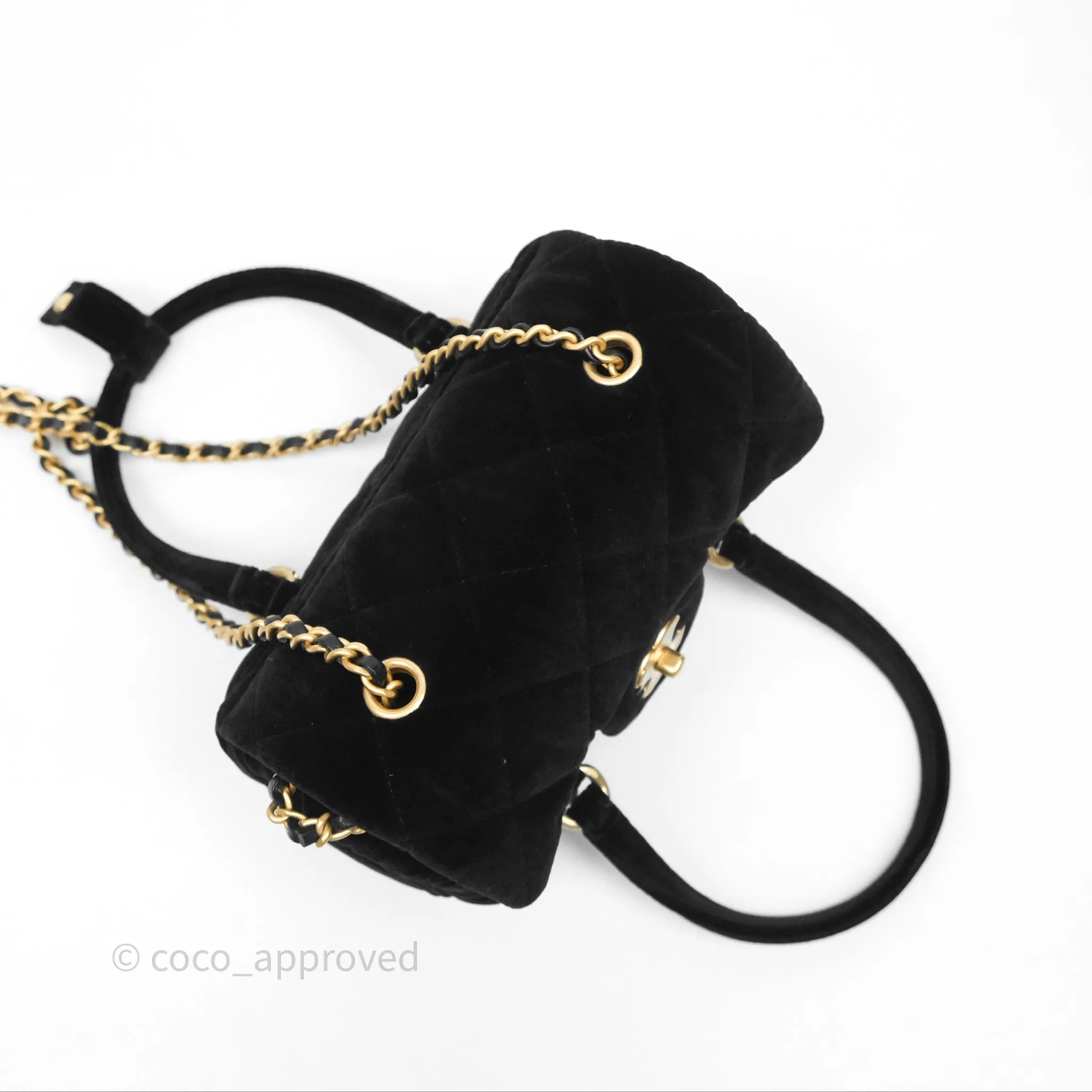 Chanel Velvet Mini Bag Black Gold Hardware