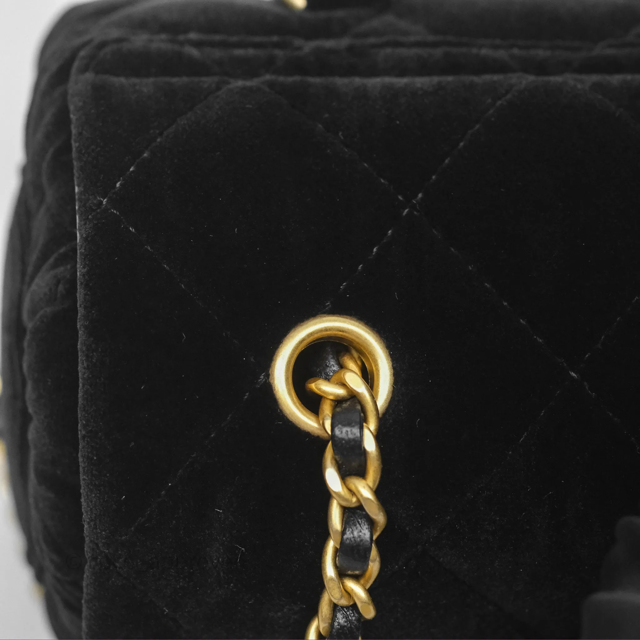 Chanel Velvet Mini Bag Black Gold Hardware