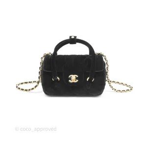 Chanel Velvet Mini Bag Black Gold Hardware