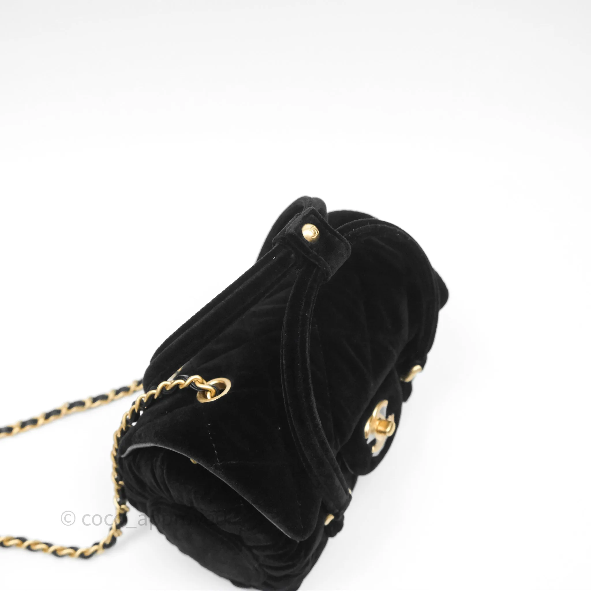 Chanel Velvet Mini Bag Black Gold Hardware