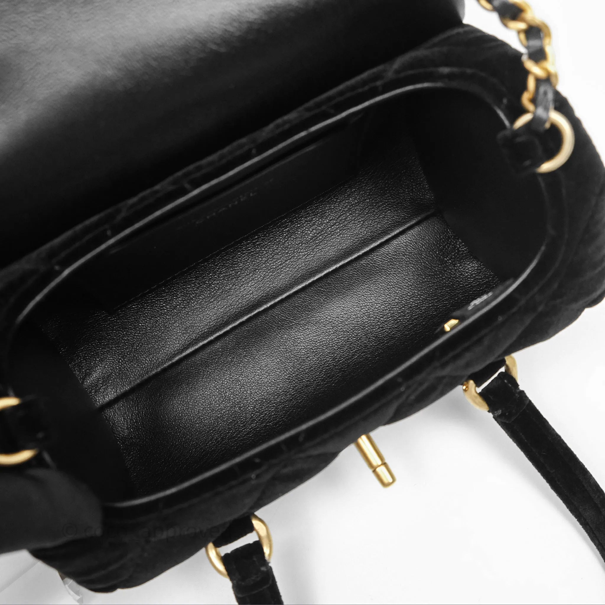 Chanel Velvet Mini Bag Black Gold Hardware