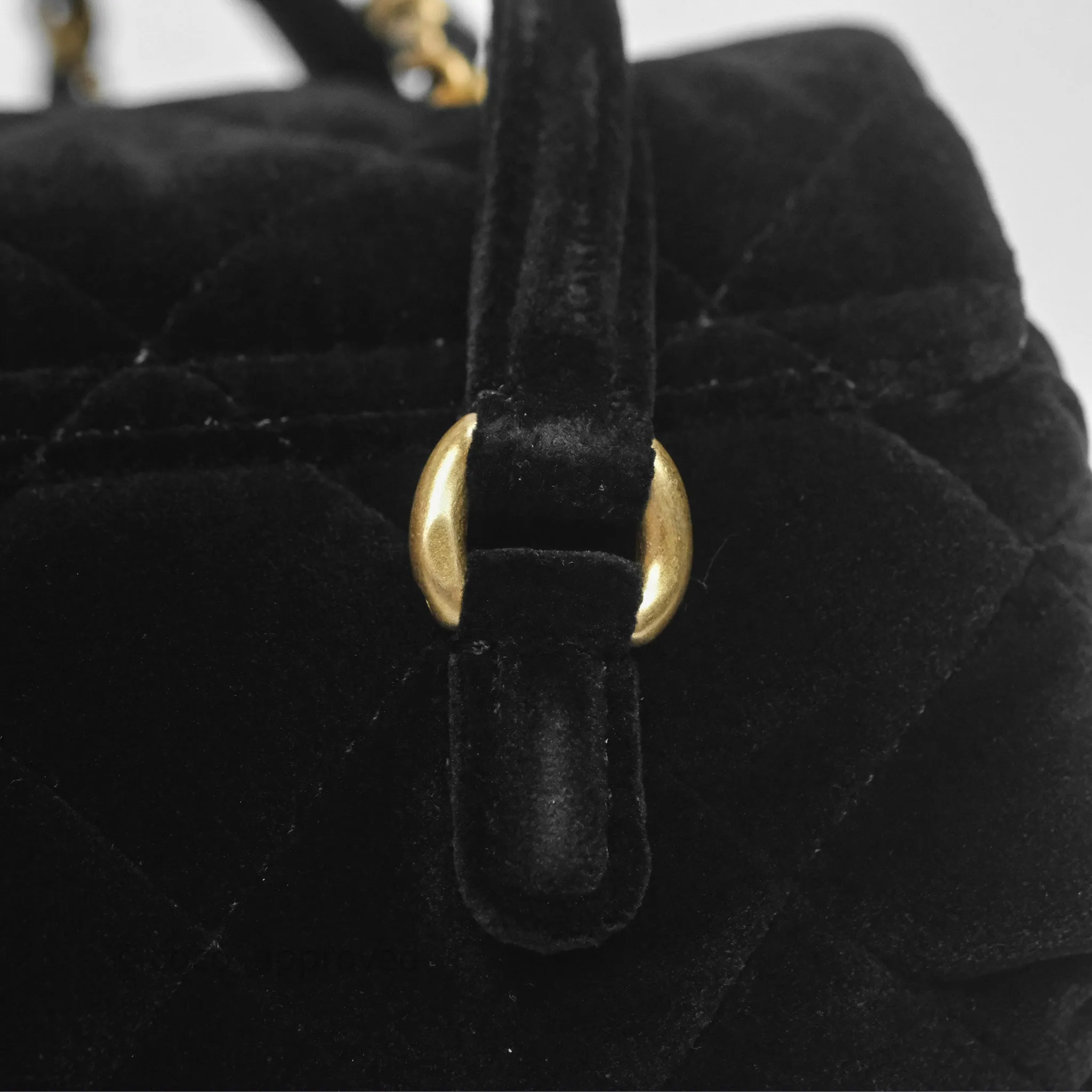 Chanel Velvet Mini Bag Black Gold Hardware