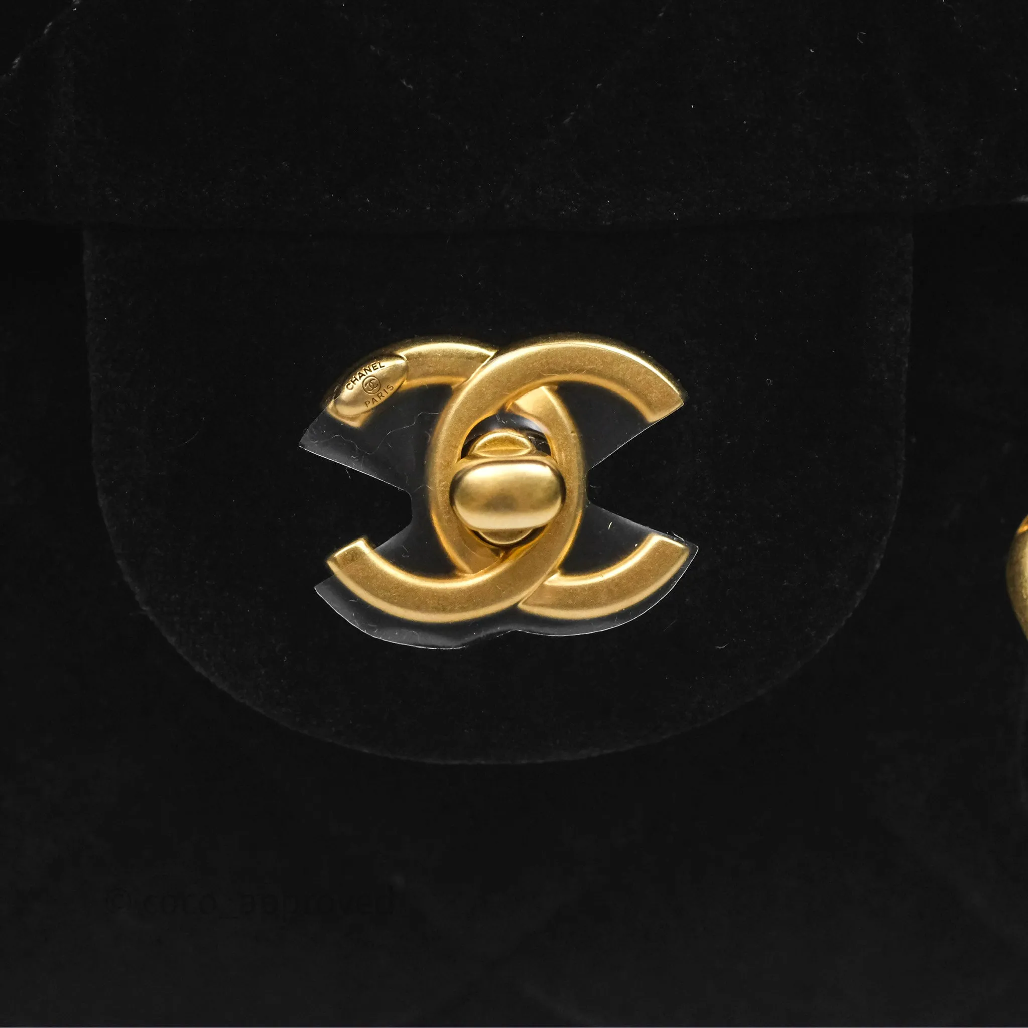 Chanel Velvet Mini Bag Black Gold Hardware
