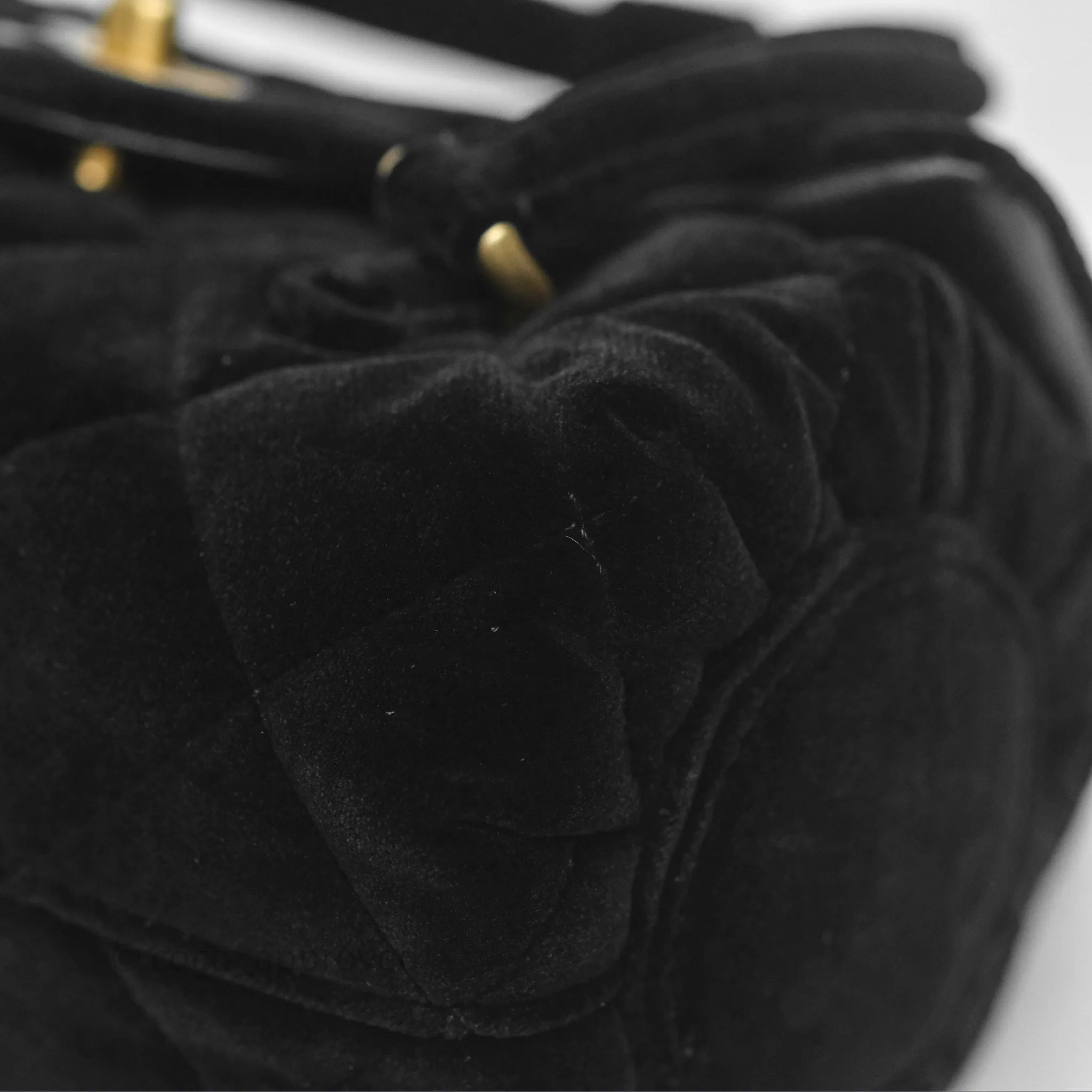 Chanel Velvet Mini Bag Black Gold Hardware