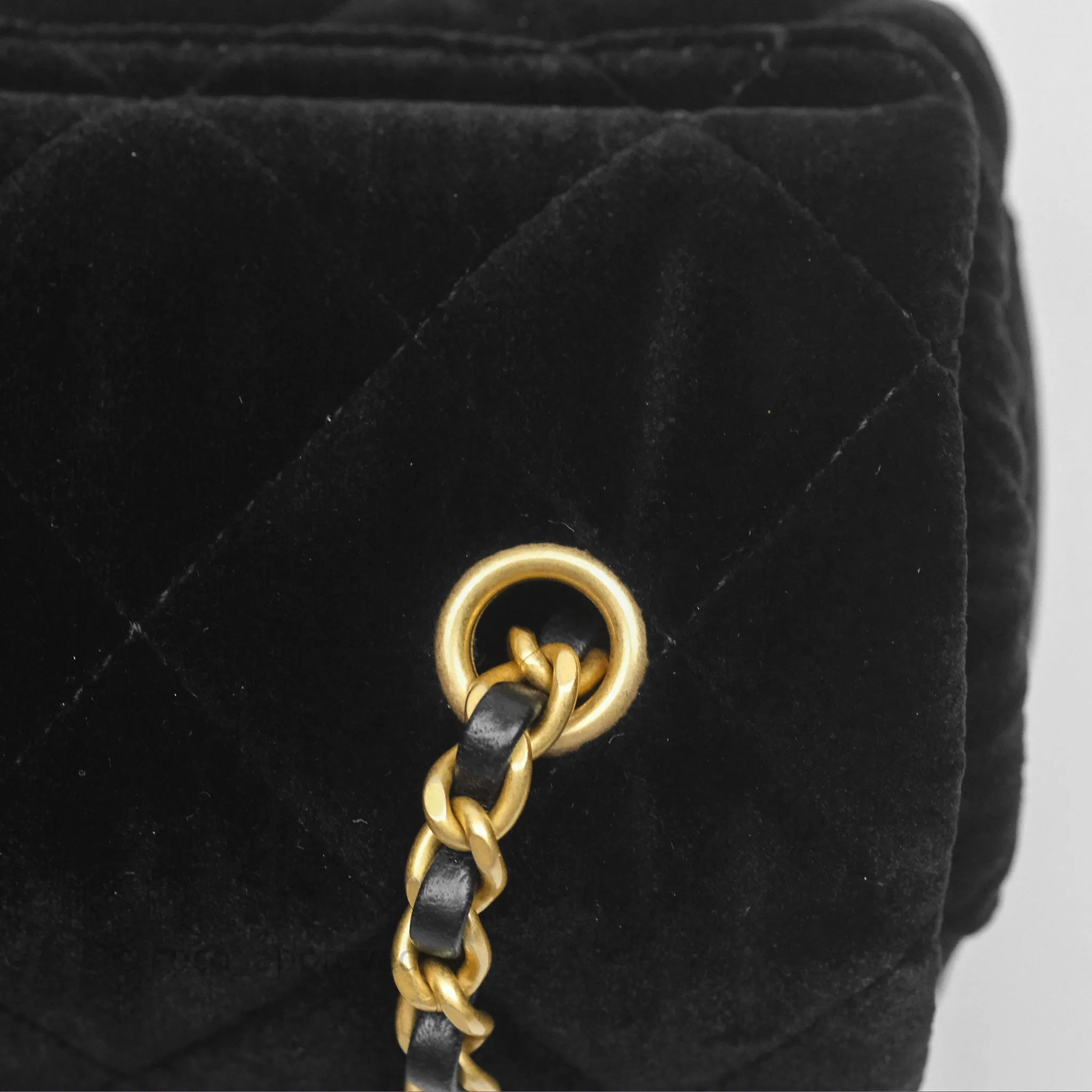 Chanel Velvet Mini Bag Black Gold Hardware