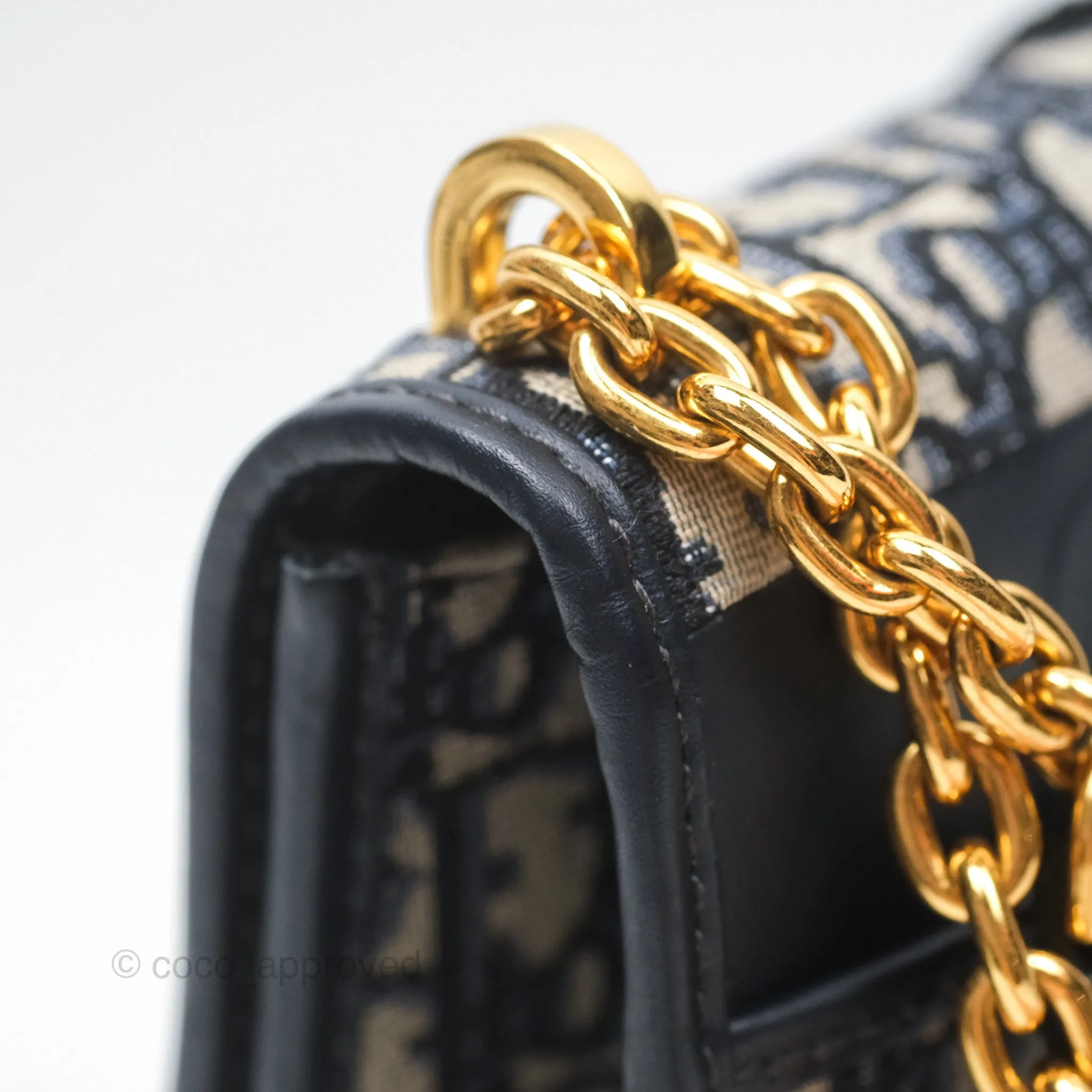 Christian Dior 30 Montaigne with Chain Blue Dior Oblique Jacquard