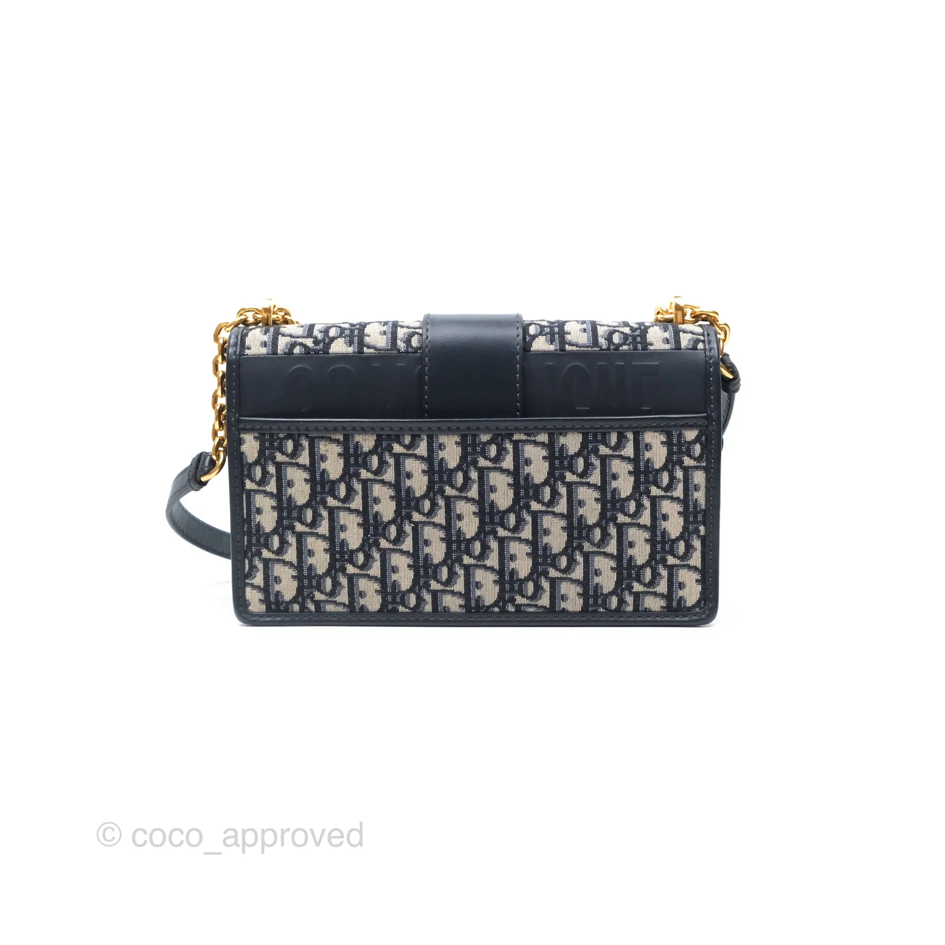 Christian Dior 30 Montaigne with Chain Blue Dior Oblique Jacquard
